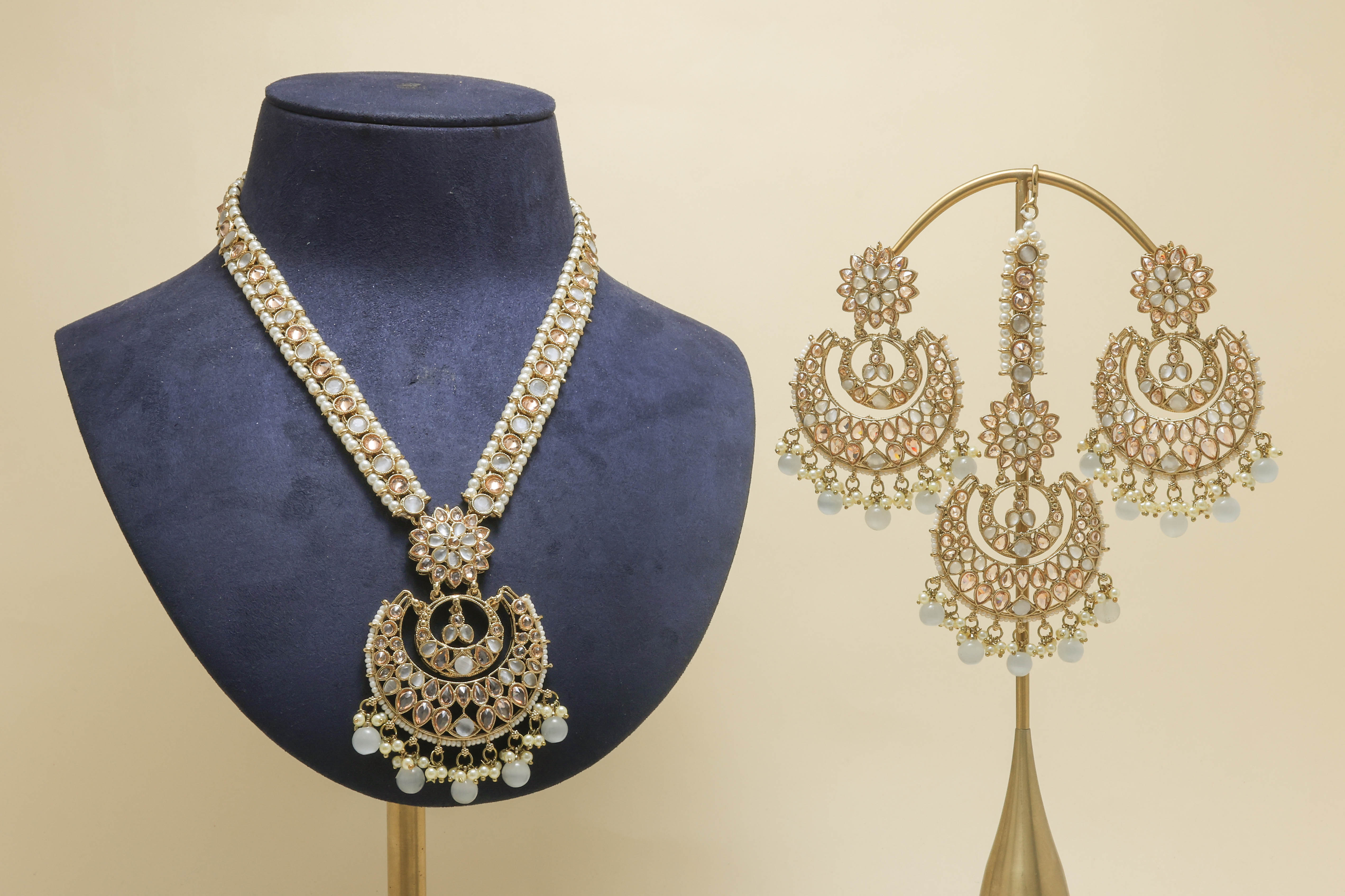 GEHNA POLKI MALA Full Set Jewelry - Traditional Indian Bridal Necklace Set for Weddings & Festive Occasions