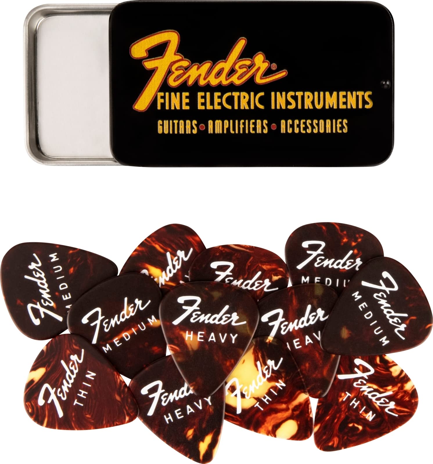 Fender Fine Electric Guitar Picks - 12 Pack, 0.71mm Medium Gauge, Celluloid Material for Smooth Playability (1980351010) | Perfect for Rock, Blues & Acoustic Performances