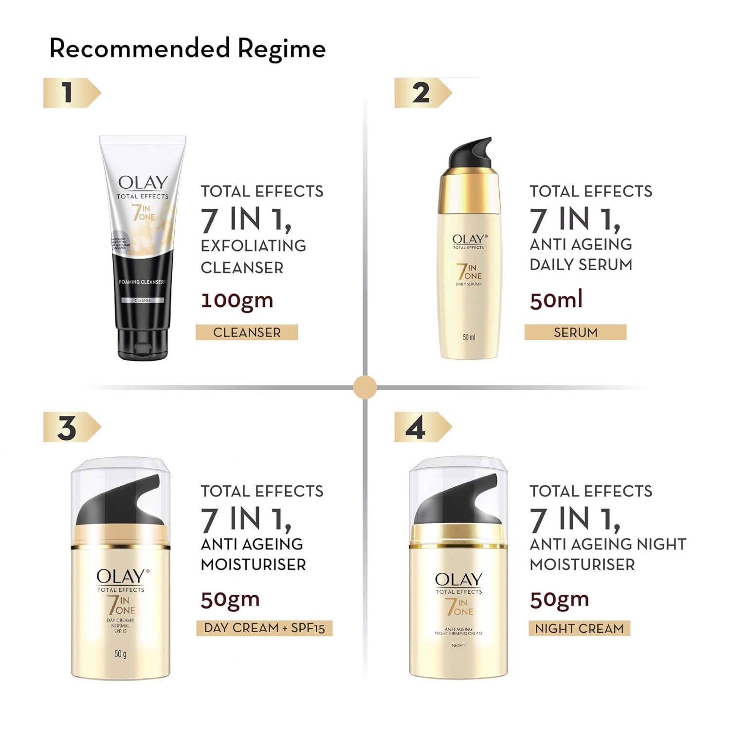 Olay Total Effects Anti-Aging Moisturizing Cream with Niacinamide & Green Tea Extract | Fights Wrinkles, Dark Spots & 5 Other Signs of Aging | SPF 15 Sun Protection for Normal, Oily, Dry & Combination Skin | 50g | Perfect for Daily Skincare Routine & Nighttime Hydration