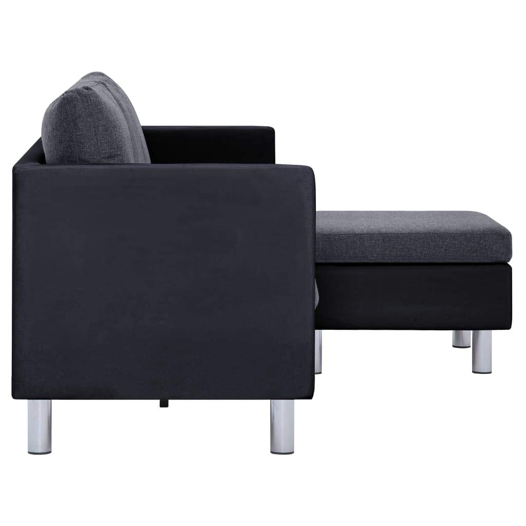 3-Seater Sofa with Cushions - Black Faux Leather Modern Loveseat for Living Room, Apartment or Office - Perfect for Small Spaces, Home Theater & Guest Seating