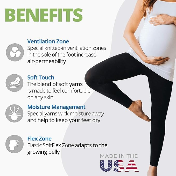 Pregnancy Maternity Leggings Over The Belly - Soft Microfiber Graduated Compression Stockings for Women 20-30 mmHg - Perfect for Pregnancy Comfort, Postpartum Recovery & Everyday Wear