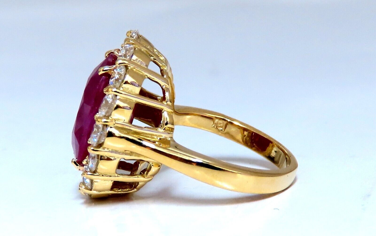 GIA Certified 11.90 Carat Natural Ruby Diamond Ring - 18K Gold Classic Halo Engagement Ring for Women - Perfect for Weddings, Anniversaries & Special Occasions