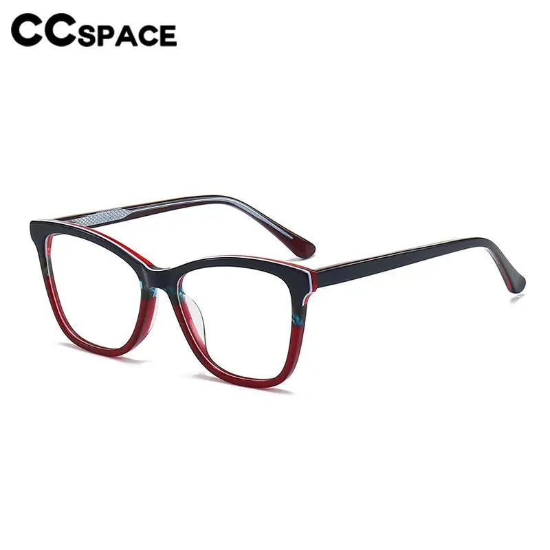 CCspace Unisex Full Rim Square Acetate Eyeglasses 56941 - Stylish & Durable Frame for Men & Women - Perfect for Work, Reading & Fashion Accessories
