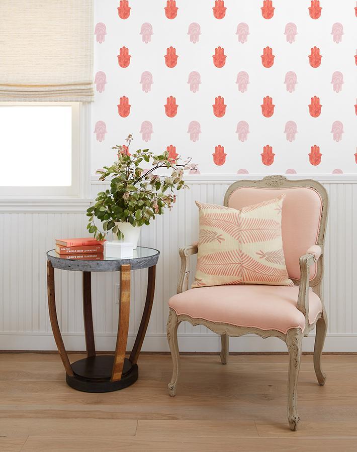Wallshoppe 'Home Om' Wallpaper in Persimmon - Modern Peel & Stick Wallpaper for Living Room, Bedroom, and Home Office Decor