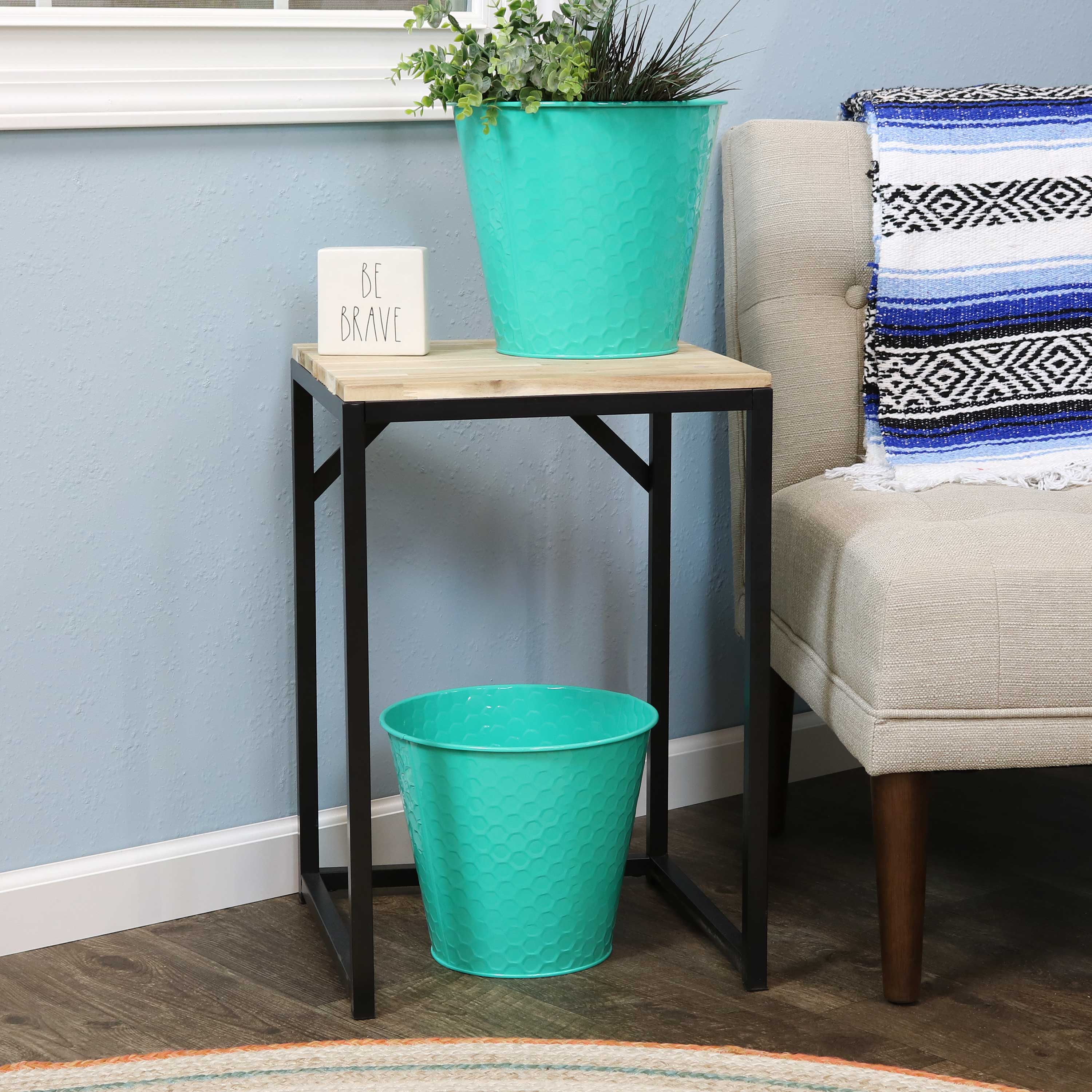 Galvanized Steel Buckets with Hexagon Pattern - Set of 4 Rust-Proof Decorative Pails for Farmhouse, Garden & Outdoor Decor | Perfect for Planters, Storage & Home Organization