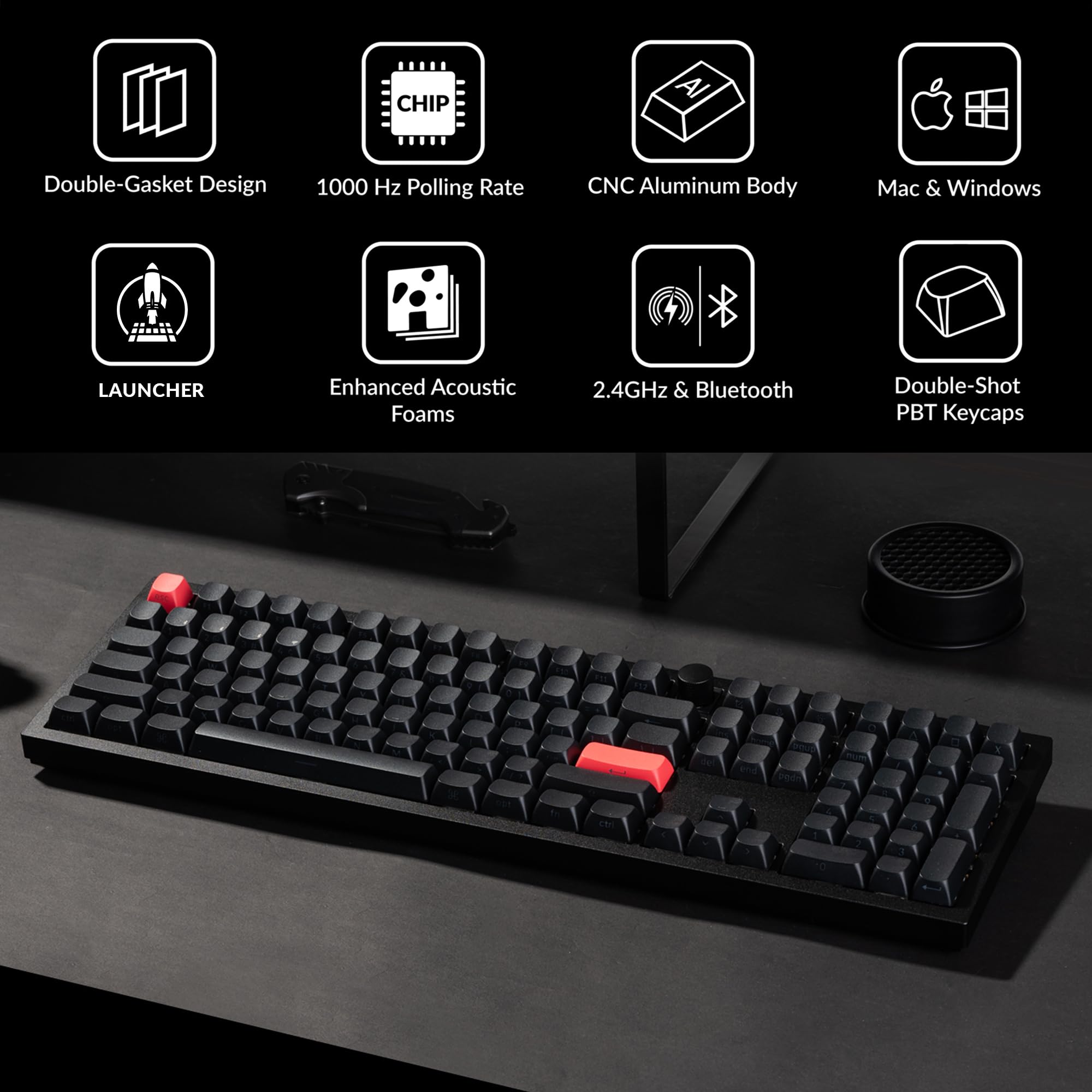 Keychron Q6 Max Custom Mechanical Keyboard - Full Size, Wireless Bluetooth/2.4GHz/USB-C, QMK/VIA Programmable, RGB Backlit, Hot-Swappable Gateron Brown Switch for Mac/Windows/Linux (Black) - Perfect for Office Work, Gaming & Programming