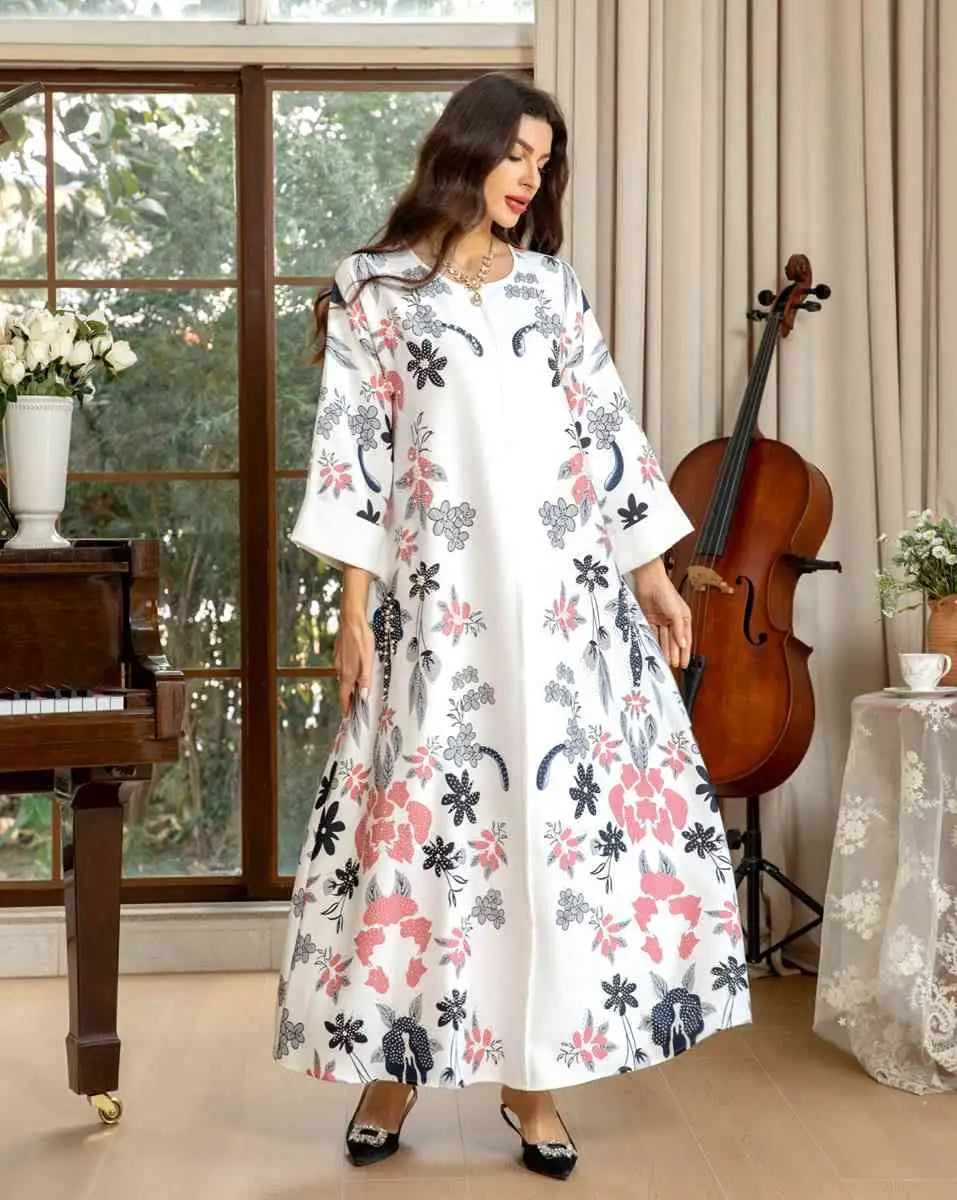 Hotfix Rhinestone Eid Dress - Elegant Burnout Caftan Kaftan for Women | Perfect for Eid Celebrations, Weddings & Special Occasions