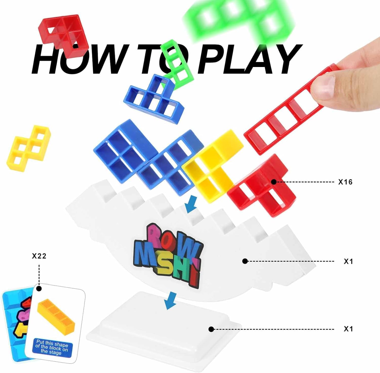 Stacking Balance Game for Kids & Adults - 48PCS Team Building Toy for Family Fun