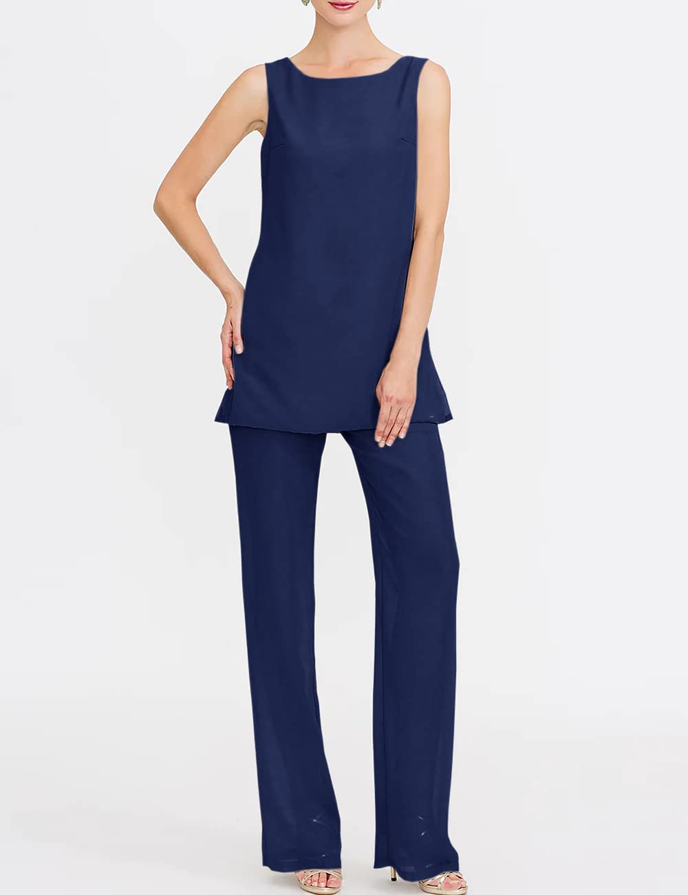Elegant Chiffon Mother of The Bride Pant Suits - 3 Piece Formal Wedding Outfit Set for Women | Evening Gown & Special Occasion Wear | Perfect for Weddings, Galas & Formal Events