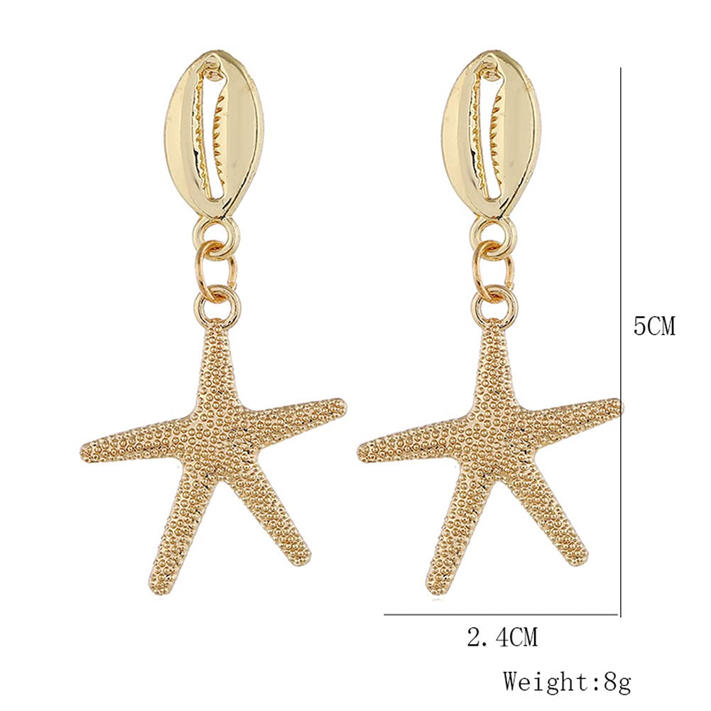 Starfish Dangle Earrings for Women & Men - Boho Beach Jewelry with Shell & Sea Star Drop Design - Perfect for Summer Vacations, Beach Parties & Boho Fashion Accessories