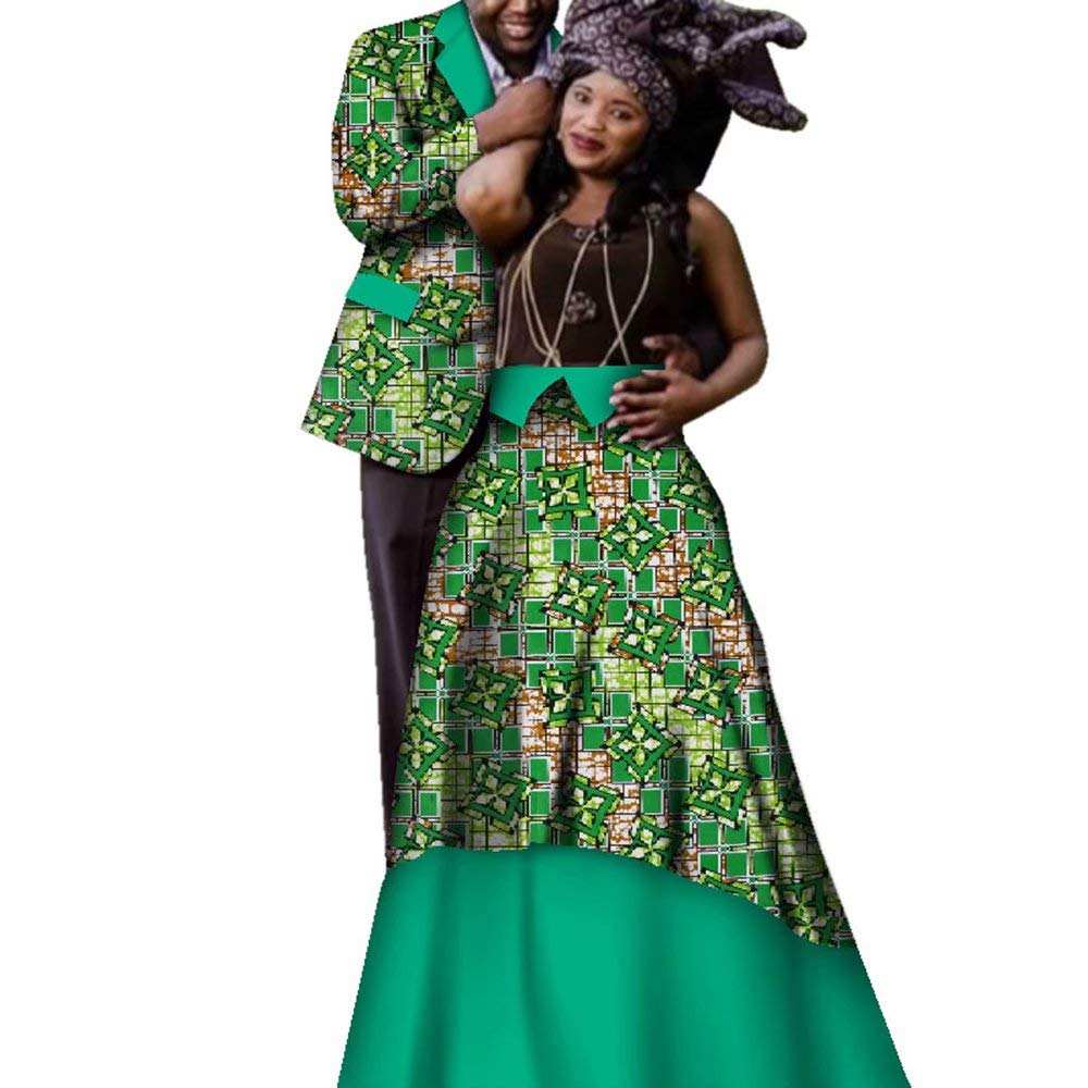 African Couple Wedding Outfit - Matching Blazer for Men & Long Skirt Dress for Women - Traditional Casual Attire for Ceremonies, Photos & Cultural Events