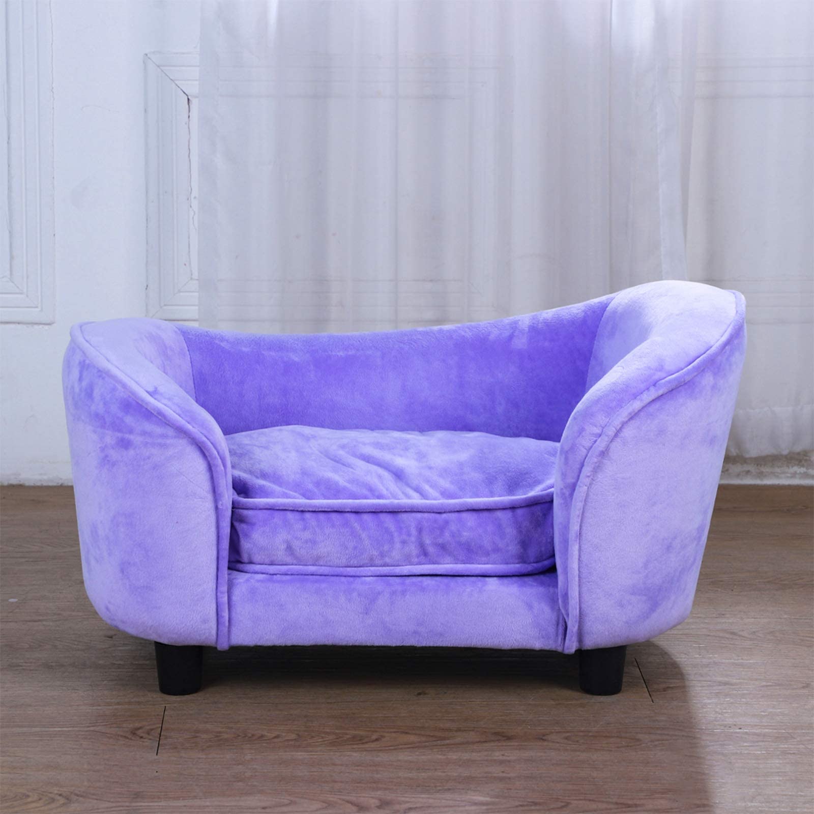 **Getifun Velvet Pet Bed Sofa - Washable Removable Cushion for Small Dogs & Cats, Soft Plush Comfort - Perfect for Living Room, Bedroom, or Pet Play Area (Purple)**