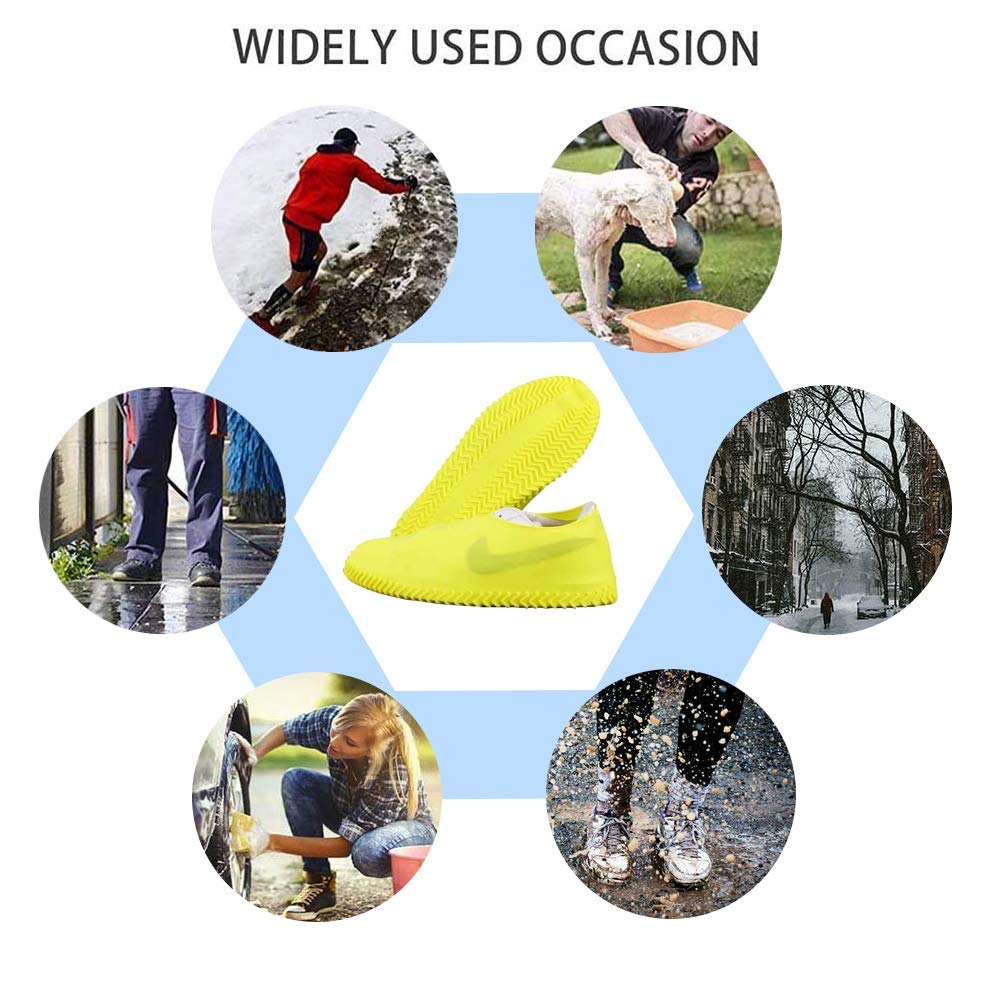 HEBEZON Waterproof Silicone Shoe Covers - Non-Slip Anti-Skid Rain Boots for Outdoor Activities, Hiking, Gardening & Commuting - Reusable Portable Rainproof Shoe Protectors