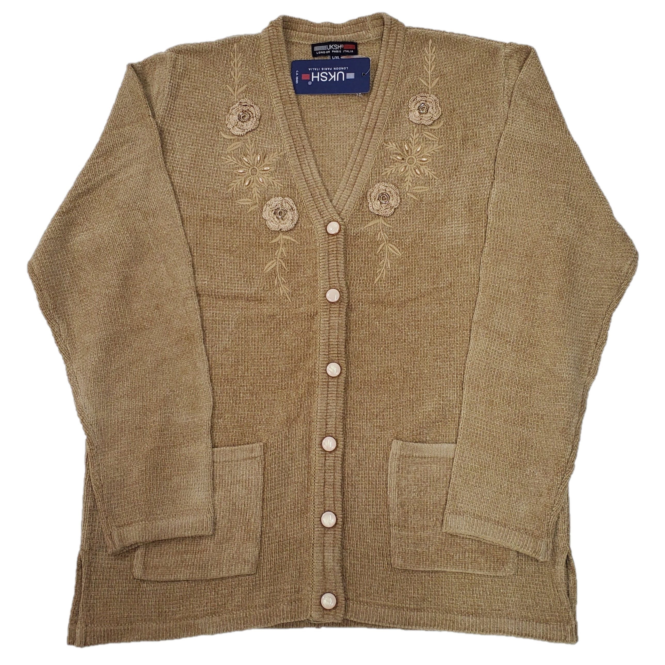 Women's Soft Chenille Embroidery Fashion Cardigan Sweater - Cozy Knit Pullover for Fall/Winter, Office Wear & Casual Outfits