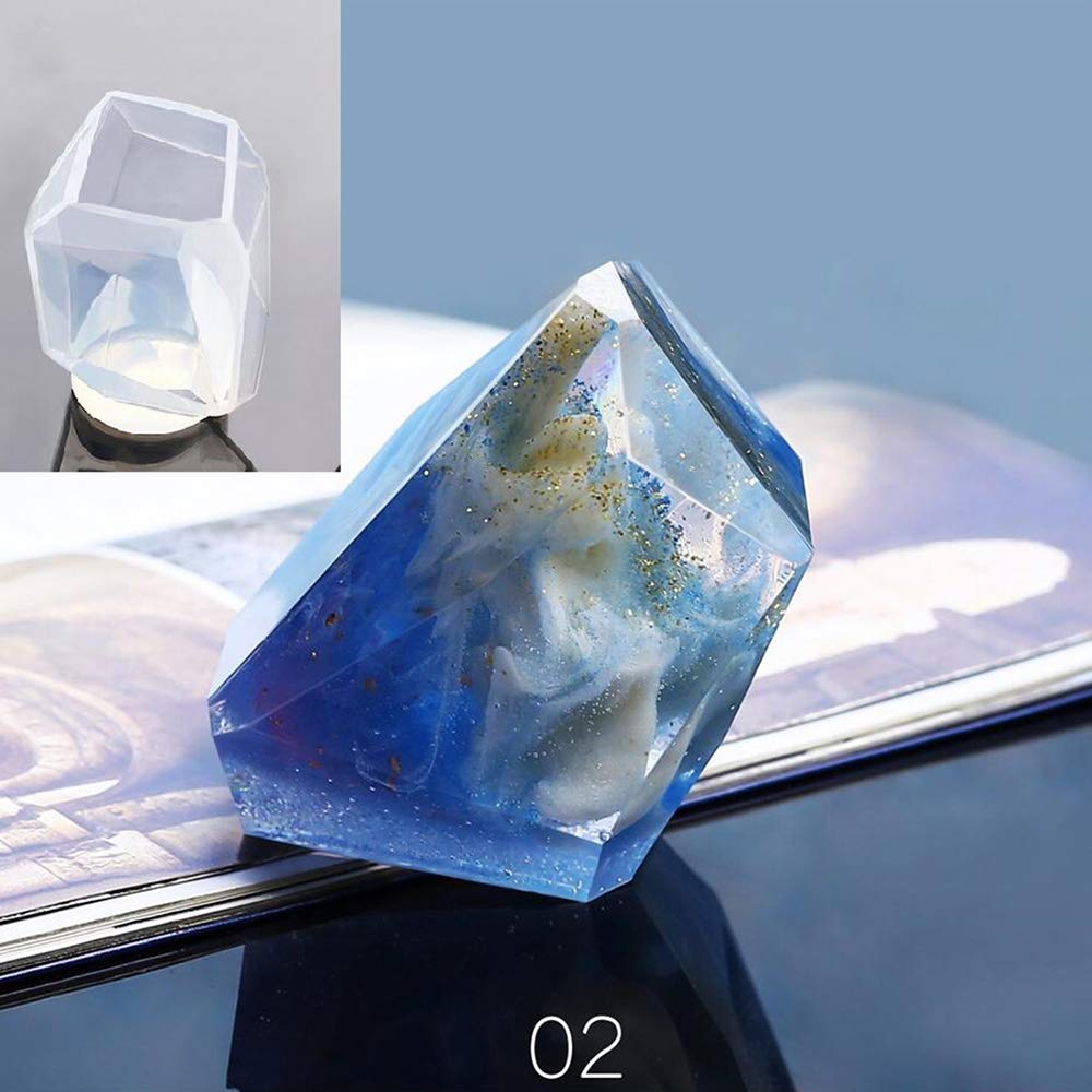 FineInno 3-Piece Large Gemstone Resin Molds for Jewelry Making - Multi-Faceted Stone Silicone Molds for DIY Epoxy Resin Casting, Aromatherapy & Candle Making - Perfect for Handmade Gifts, Home Decor & Craft Projects