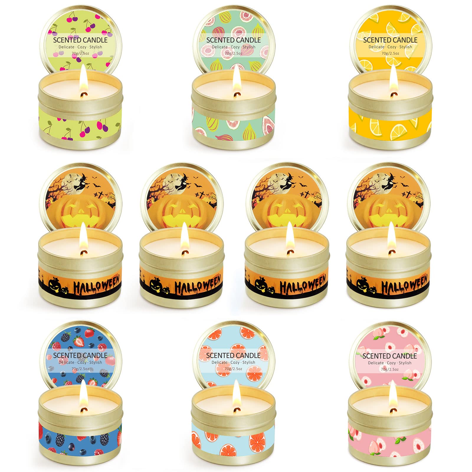 Pumpkin Tin Candles - Halloween Decor & Fruit Scented Soy Wax Candle Gift Set - Perfect for Fall Home Decor, Thanksgiving Centerpieces & Aromatherapy