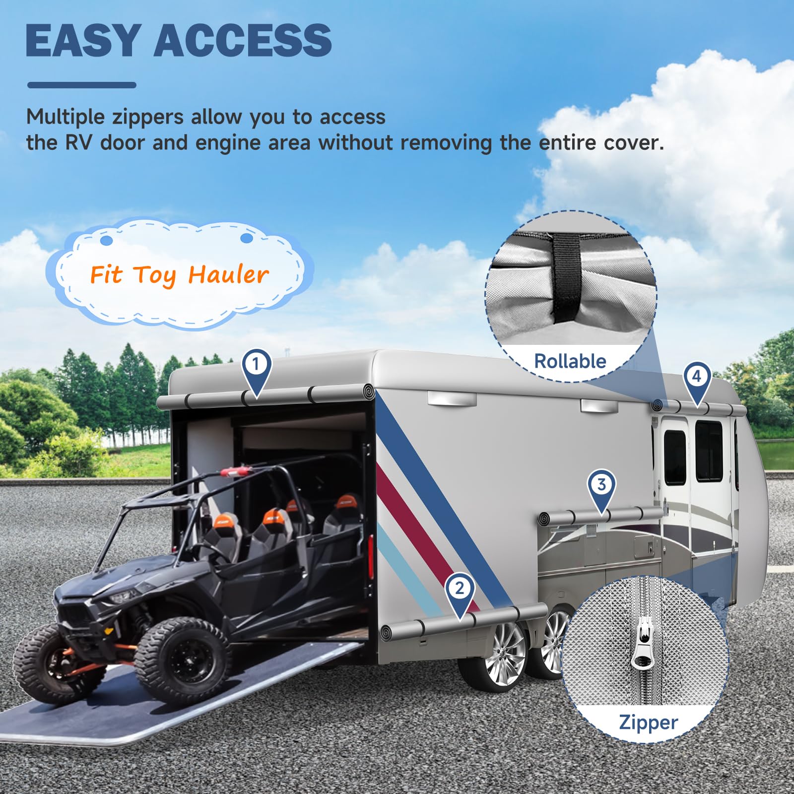 Umbrauto 300D Oxford RV Cover - 30-33ft Travel Trailer Cover with Silver Coating | Waterproof, Windproof & Snowproof Camper Cover for Winter Protection | Perfect for Parking, Toy Haulers & Campsite Storage