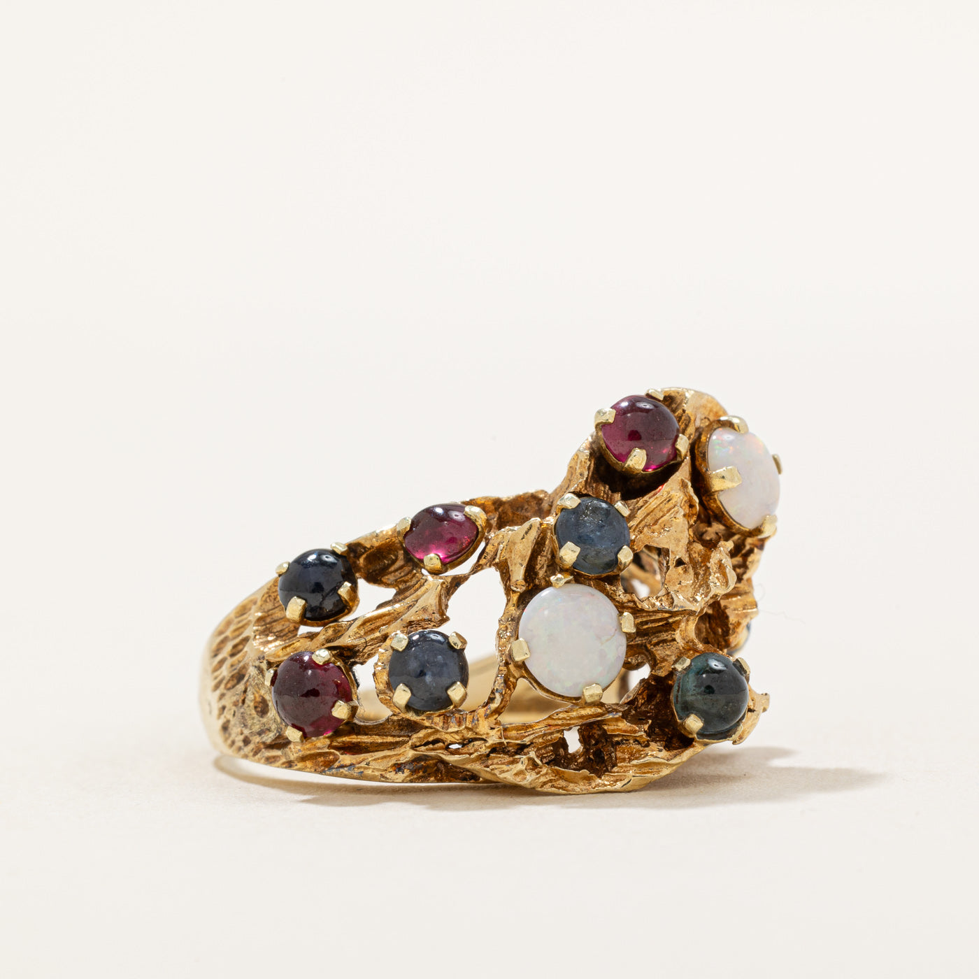 1.75ctw Multi Gemstone Freeform Cocktail Ring Size 8 - Elegant Boho Jewelry for Women, Perfect for Parties, Weddings & Special Occasions