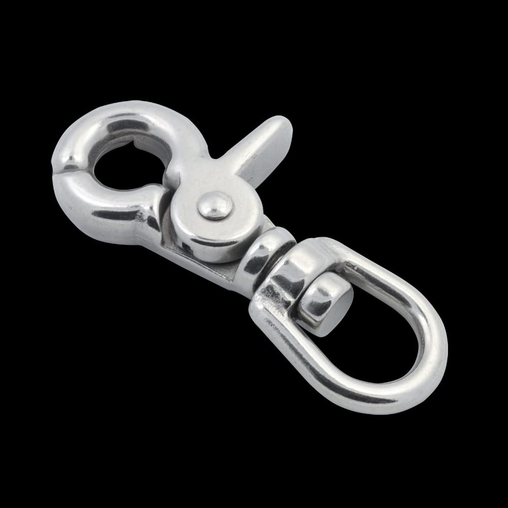 2.6 Inch 316 Stainless Steel Swivel Snap Hooks with Spring Eye - Heavy Duty Bolt Snap Trigger Hooks for Dog Leash, Keychain, Tarp Covers (2 Pack) - Perfect for Outdoor Activities, Camping Gear & Pet Accessories