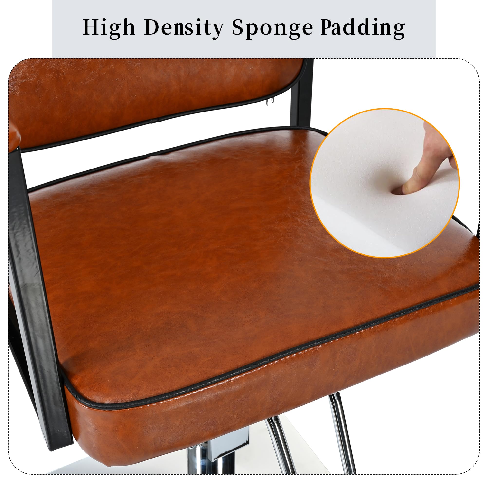 Premium Hydraulic Barber Chair - Adjustable Height & Swivel Wood Leather Salon Styling Chair for Professional Haircuts | Perfect for Beauty Salons, Barber Shops & Spa Equipment