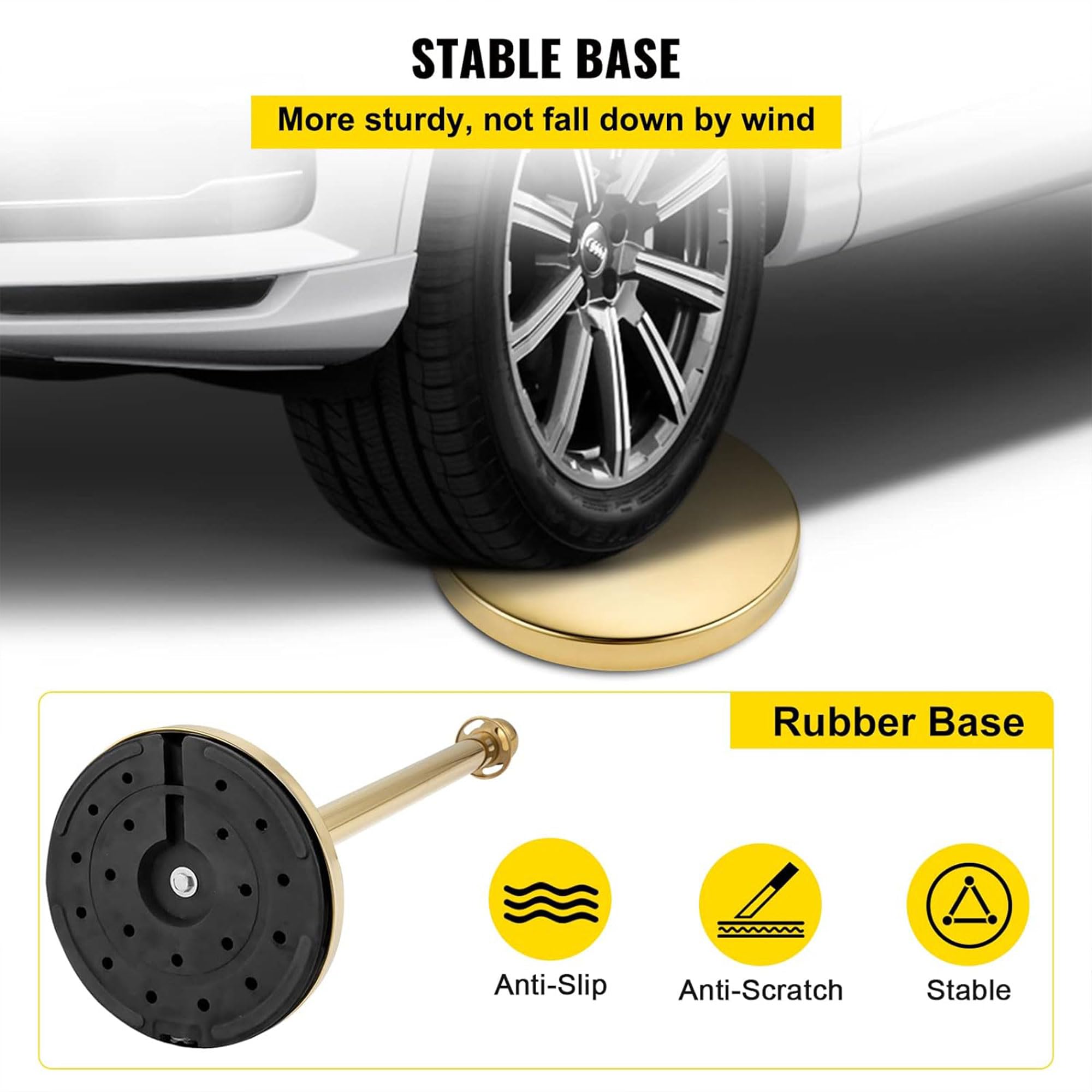 Vevor Velvet Ropes & Stanchion Posts with Ball Top - 4-Way Connect Crowd Control Barriers for Safety & Protection (Gold) - Perfect for Events, VIP Areas & Queue Management