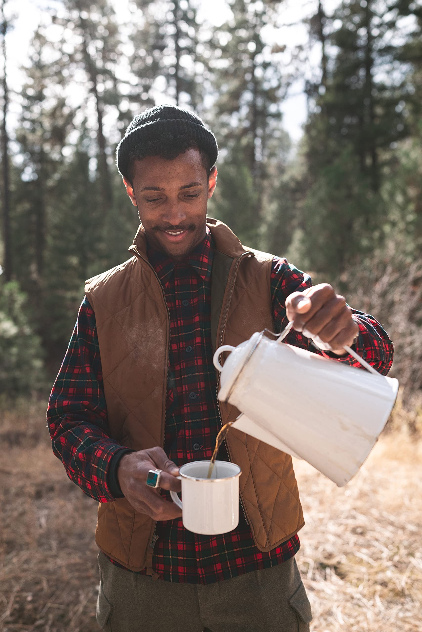Stansport Enamel Coffee Pot - Durable Camping Coffee Maker for Outdoor Adventures, Hiking & Picnics - 10 Cup Capacity, Rust-Proof & Easy to Clean