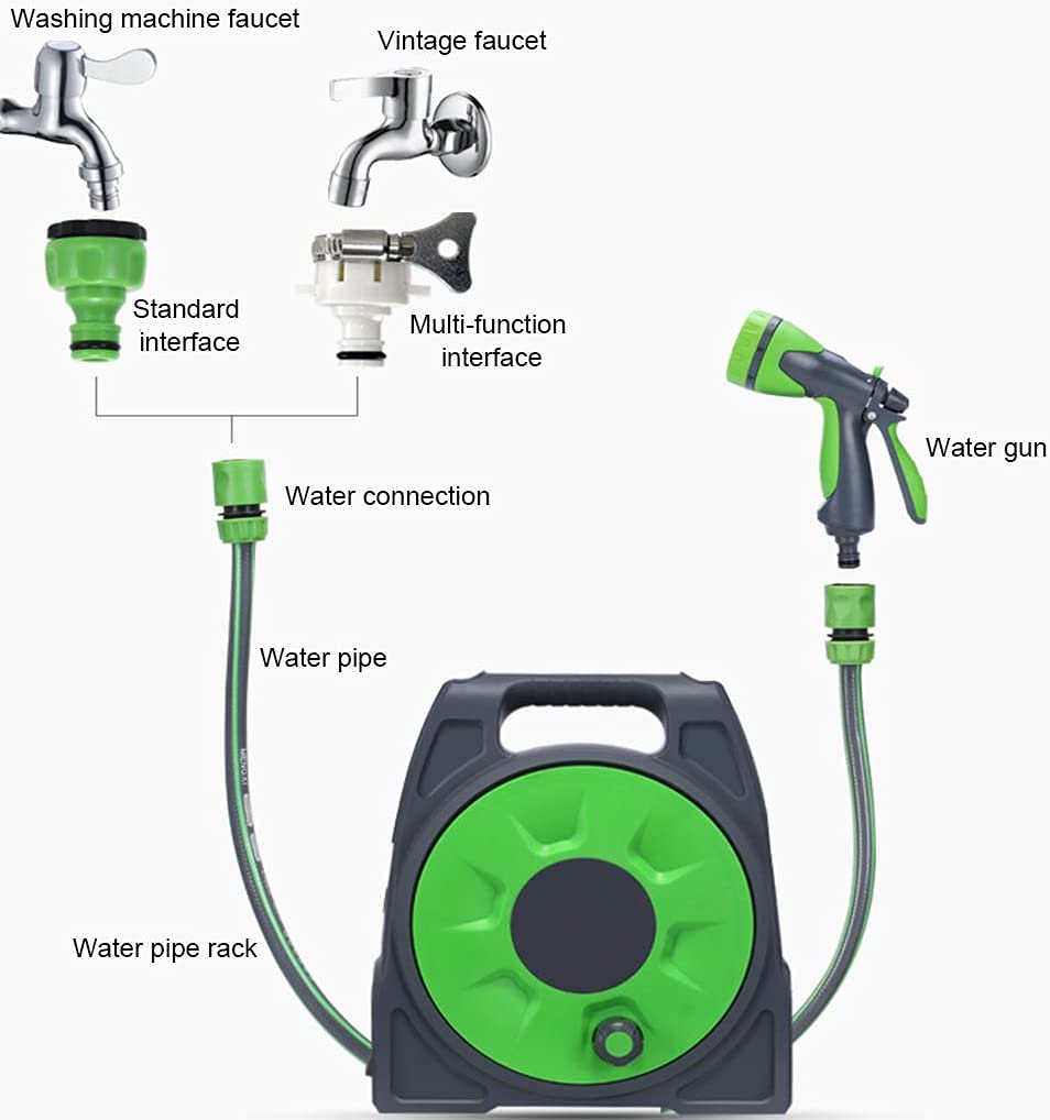 Retractable Garden Hose Reel with Mini Hose Frame Set - Wall Mounted & Portable Water Hose Holder for Lawn, Garden Care, Pet Washing & Outdoor Cleaning
