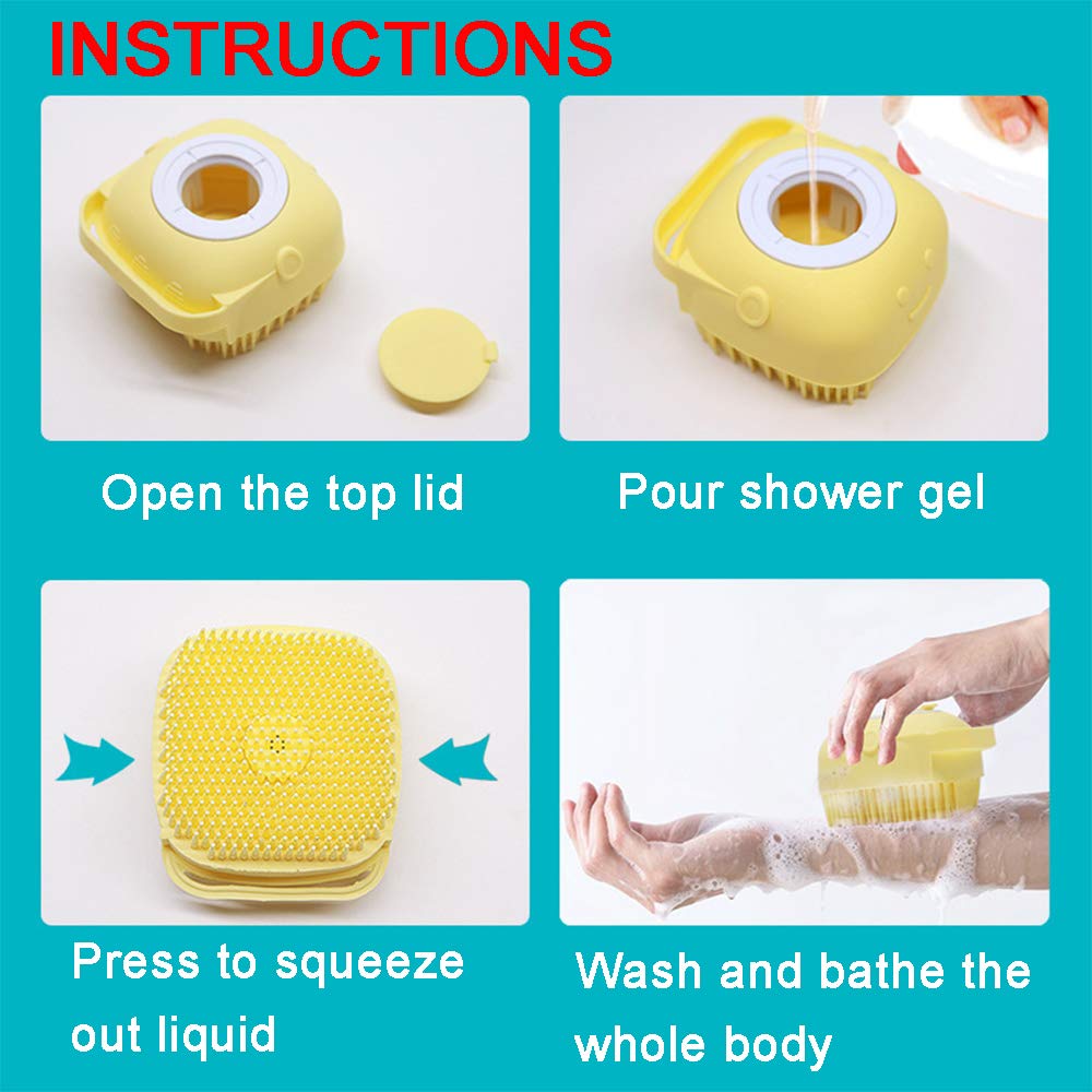 Premium Silicone Body Brush with Shower Gel Dispenser - Soft Bath Massage Scrubber & Exfoliating Loofah Brush for Smooth Skin | Ideal for Shower, Spa & Self-Care Routine (Pink)