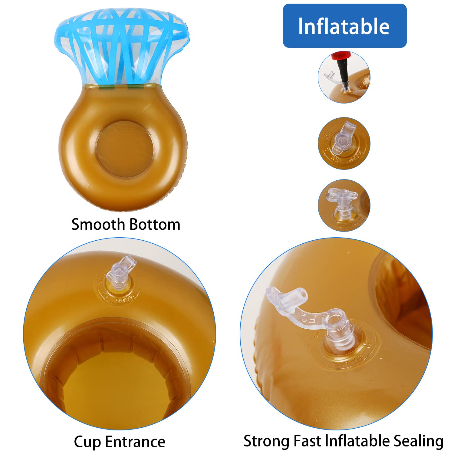 6 Pack Inflatable Drink Holder Floats for Pool Party - Floating Drink Rings for Swimming, Bachelorette Party Decorations & Summer Pool Accessories - Perfect for Adults, Beach & Backyard Gatherings