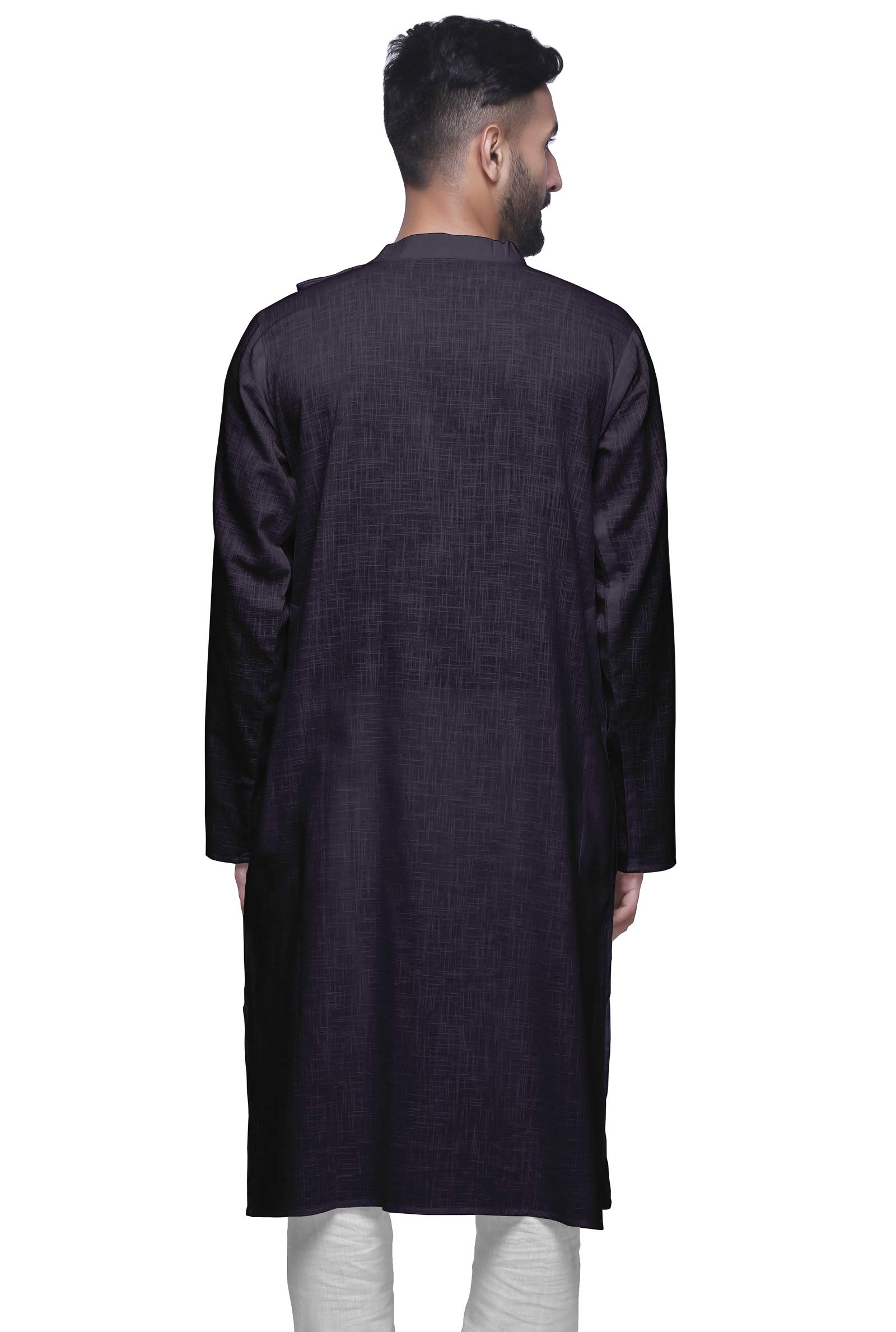 Atasi Men's Solid Satin Slub Long Sleeve Kurta Shirt - Perfect for Festivals, Weddings, and Formal Occasions