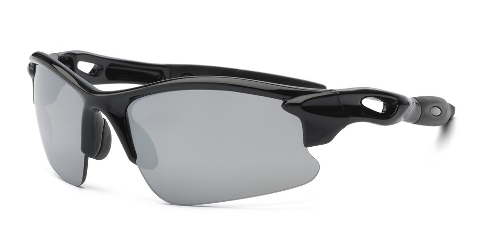 Real Shades Blaze Sunglasses for Adults & Teens - 100% UVA/UVB Protection, Unbreakable Polycarbonate Lenses, Wrap-Around Sports Frames - Perfect for Running, Cycling, Hiking & Outdoor Activities (Youth 7+, Black)