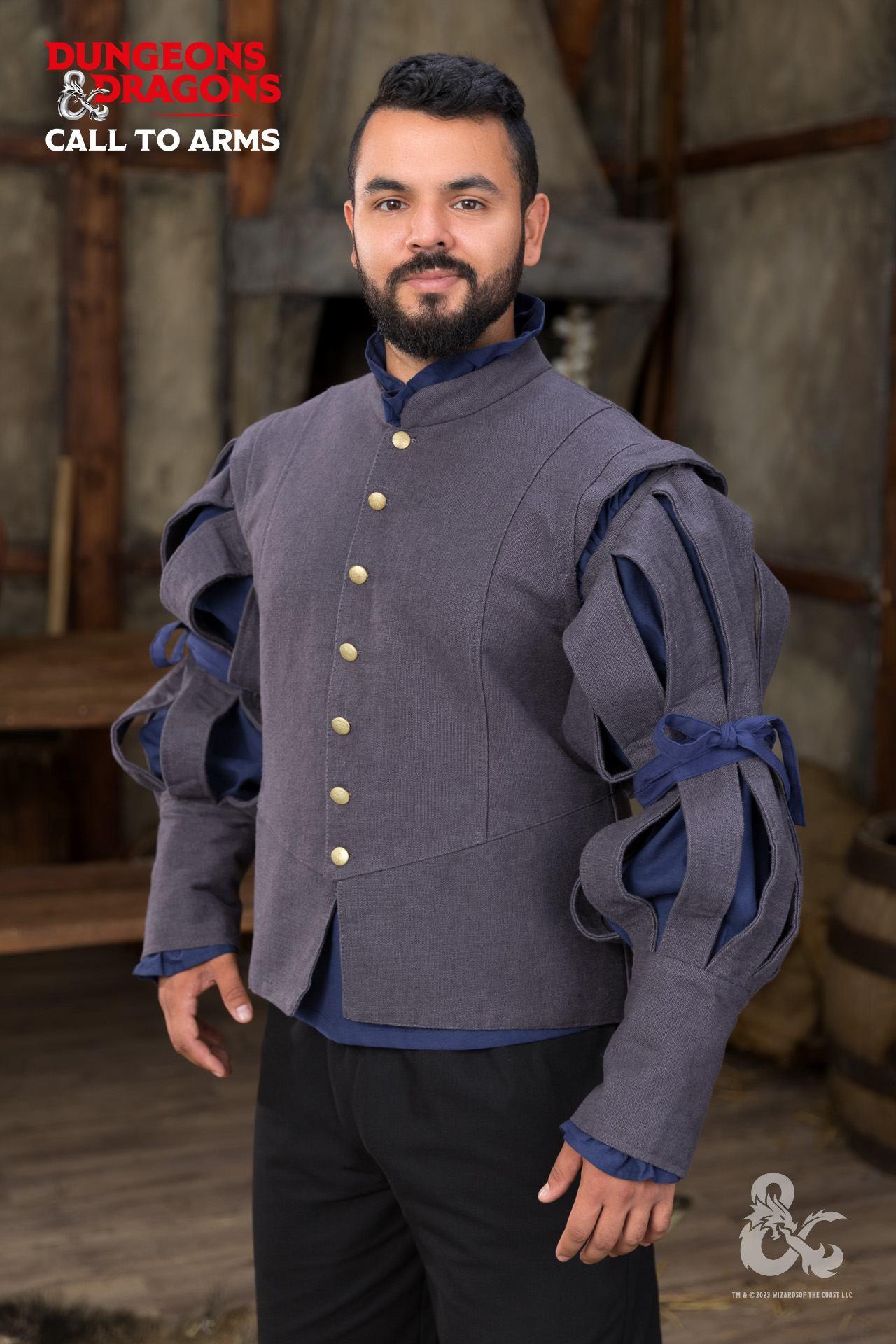Dungeons & Dragons Bard Jerkin Grey - Medieval Fantasy LARP Costume for Roleplaying & Cosplay