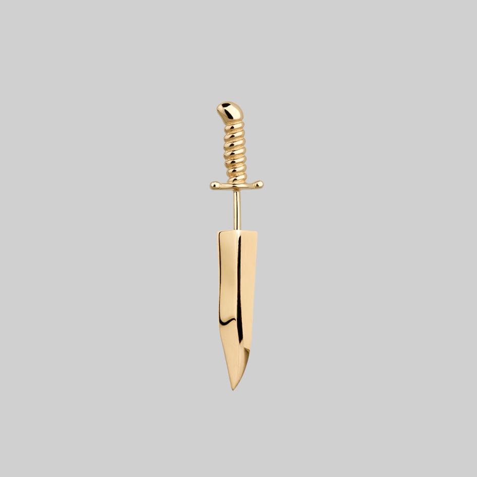 TORN Short Dagger Single Earring in Gold - Edgy Punk Jewelry for Women, Perfect for Parties & Gothic Fashion