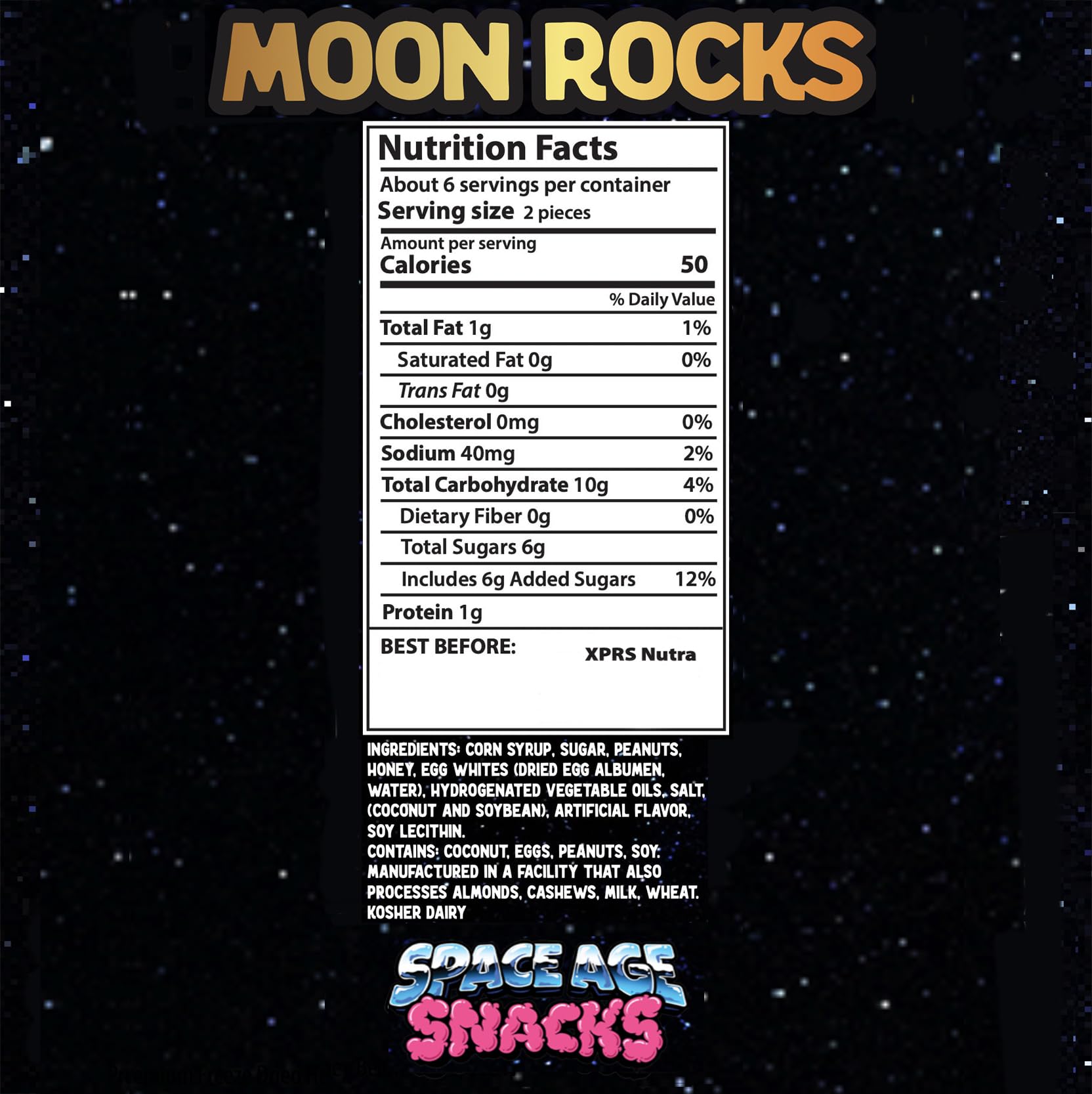 Premium Freeze Dried Moon Rocks Candy - Crunchy Space-Themed Snack in Protective Spaceship Packaging with Fun Stickers - 3oz All-Ages Treat for Parties, Gifts & Space Enthusiasts