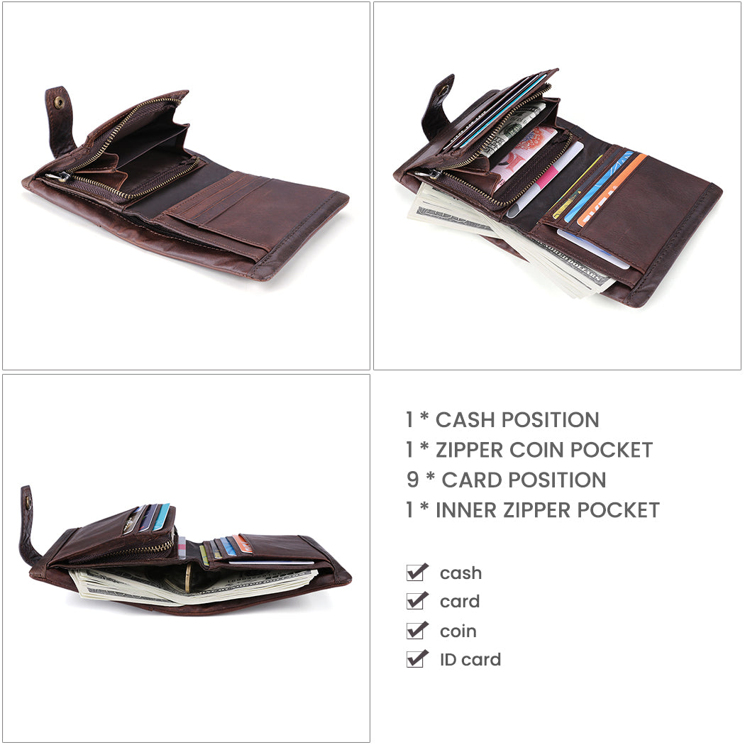Personalized RFID Blocking Leather Bifold Wallet for Men - Slim Minimalist Design with ID Window & Card Slots - Perfect for Everyday Carry, Travel & Business Use