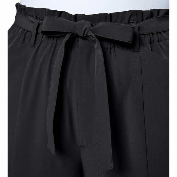 Womens Tie-Front Black Pants Medium - Stylish Office & Casual Wear