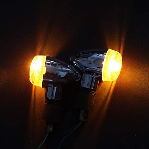 4PCS Amber Chrome Bullet Motorcycle Turn Signals - Front & Rear LED Blinker Indicator Lights Replacement for Honda, Harley, Kawasaki, Suzuki, Yamaha Cruiser & Bobber - Enhanced Visibility for Night Riding & Safety
