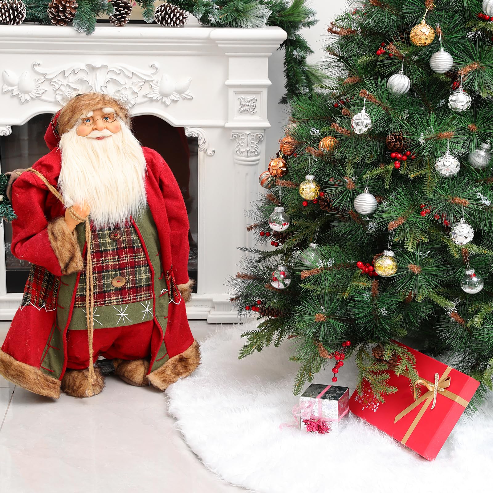 36 Inch Faux Fur Christmas Tree Skirt - Plush Holiday Decor for Xmas Tree, Home & Party Decorations - Snow White - Perfect for Living Room, Bedroom & Festive Gatherings