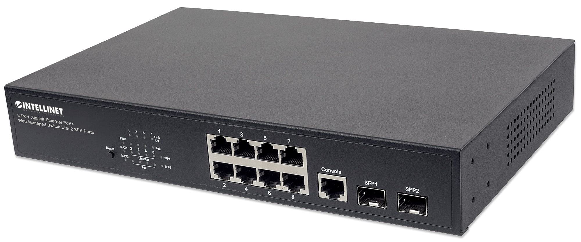 Intellinet 561167 8 Port PoE Gigabit Ethernet Switch - Power Over Ethernet Network Switch for Home Office, Small Business & Smart Home Devices