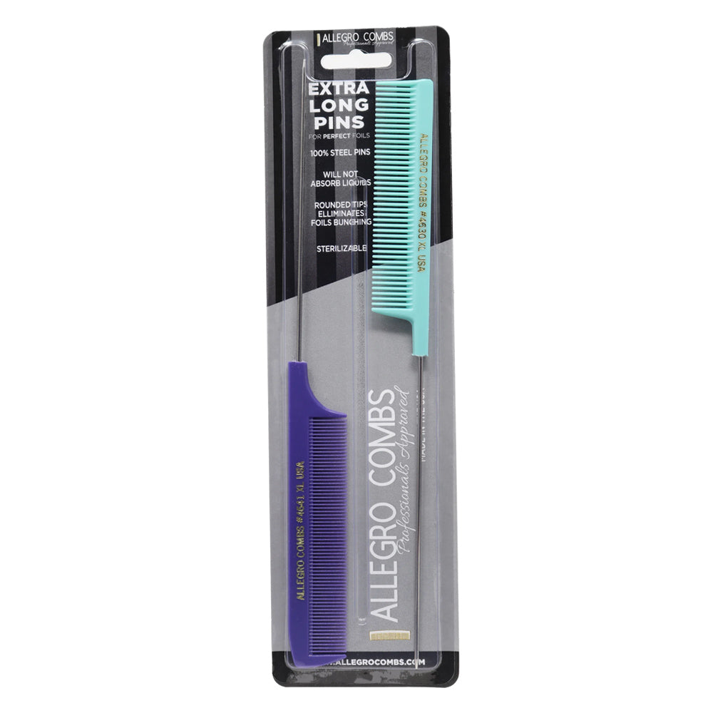 Allegro Combs XL Pintail Parting & Foiling Combs Set - Professional Hair Styling Tools for Salon & Home Use