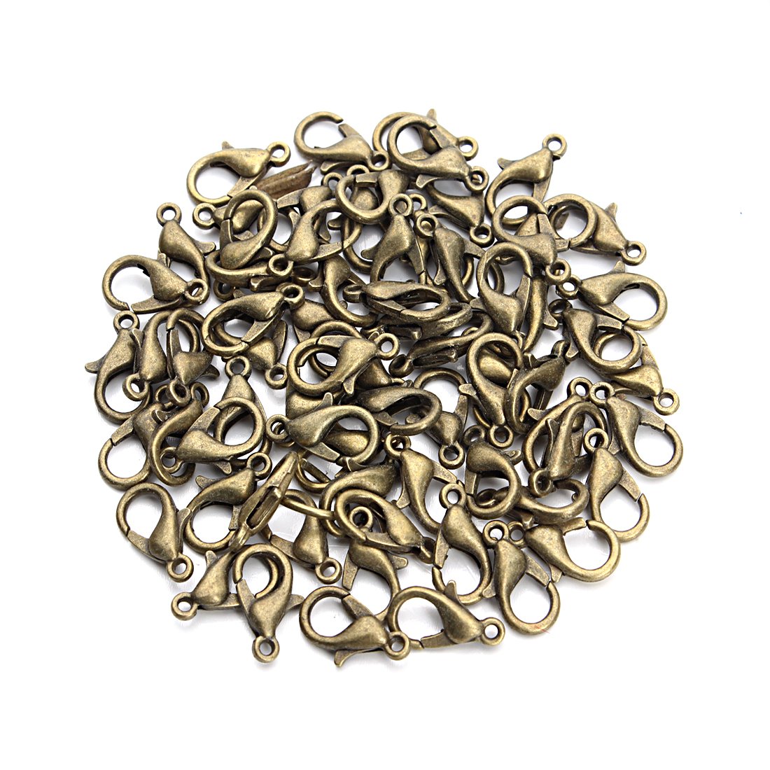 Premium 12mmX6mm Alloy Lobster Claw Clasps for Jewelry Making - Gold, Silver, Red Copper, Black, Gun Black & Rhodium Tone - 50pcs/Bag - Perfect for Bracelets, Necklaces & DIY Jewelry Projects