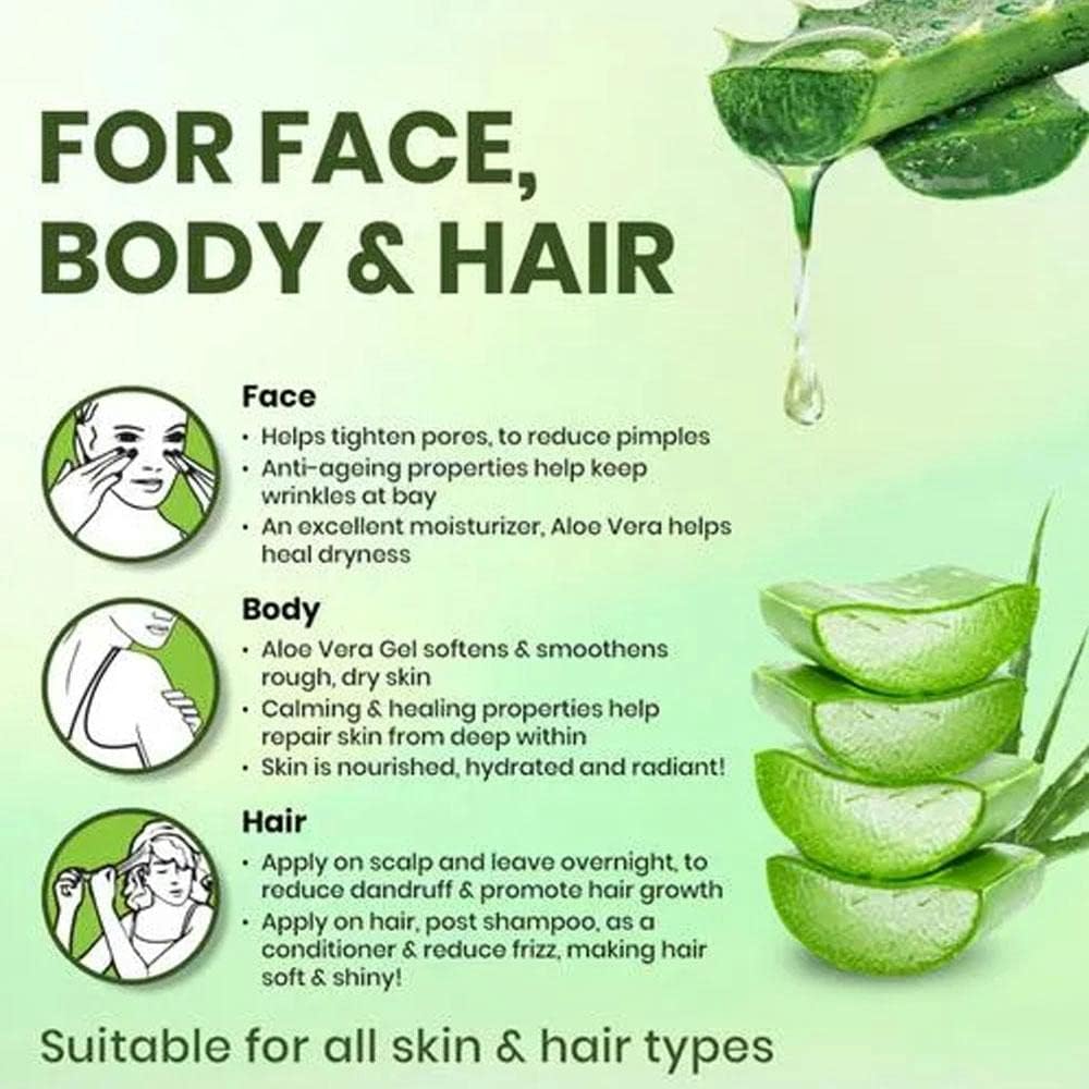 BEAUTYRELAY LONDON Aloe Vera Gel with Pure Aloe & Vitamin E - 200g Natural Face Gel for Skin Healing, Moisturizing & Sunburn Relief | Multi-Purpose Beauty Gel for Face, Body & Hair Care
