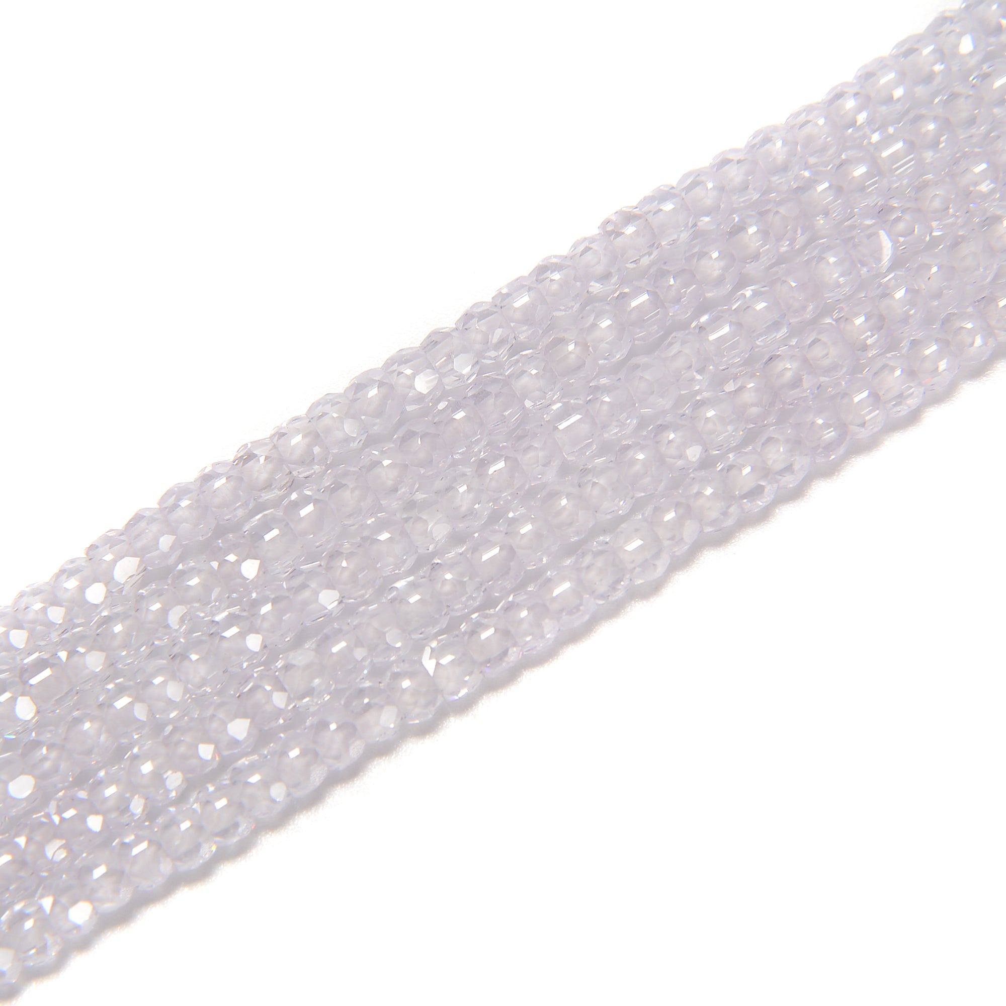 2x3mm Clear Cubic Zirconia Faceted Rondelle Beads - 15.5 Inch Strand for Jewelry Making, DIY Bracelets & Necklaces | High-Quality Sparkling Gemstone Beads for Crafting