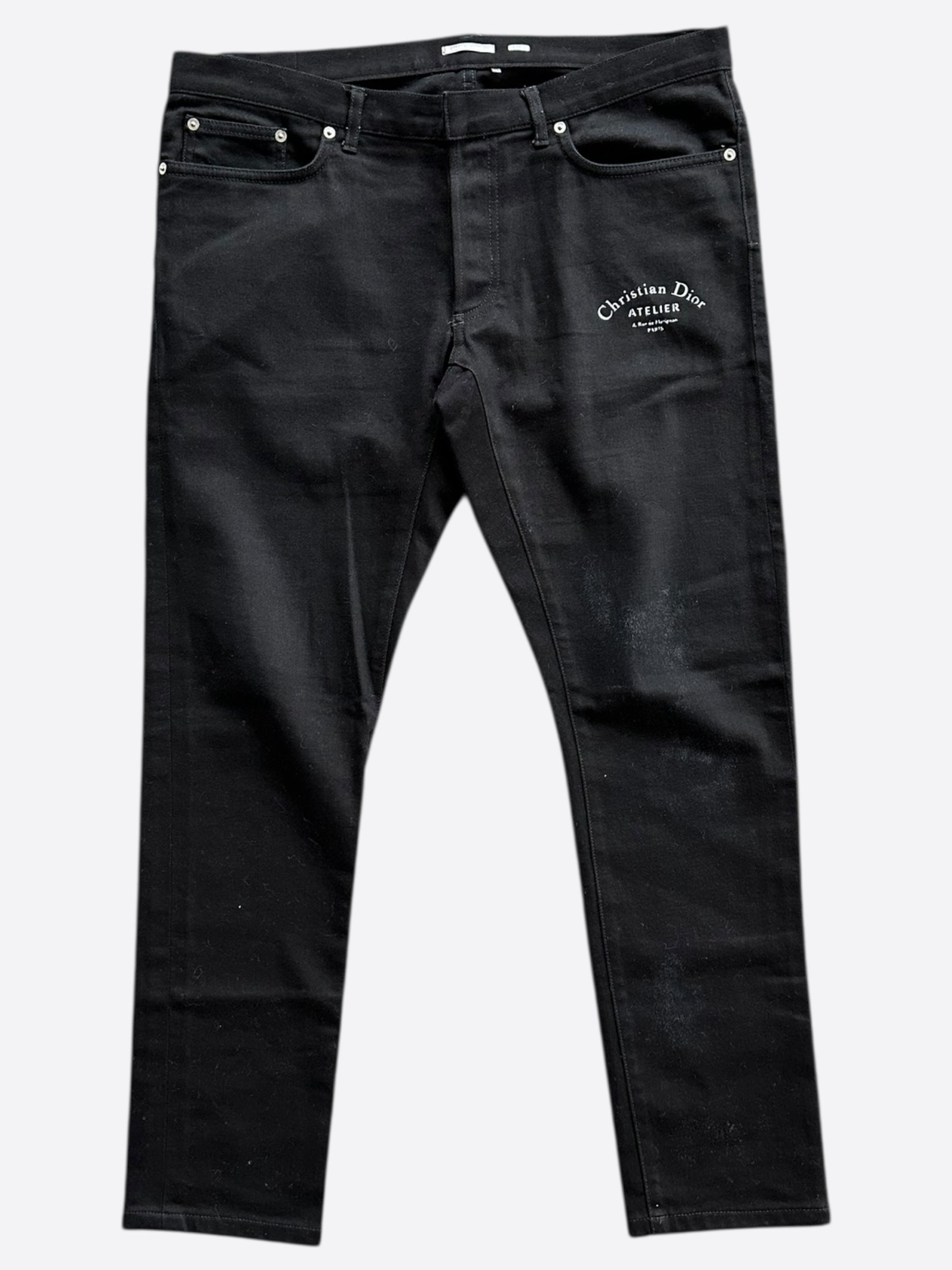 Dior Atelier Logo Jeans for Women - High Waist Black & White Denim Pants | Fashionable Designer Jeans for Casual Wear, Night Out & Street Style