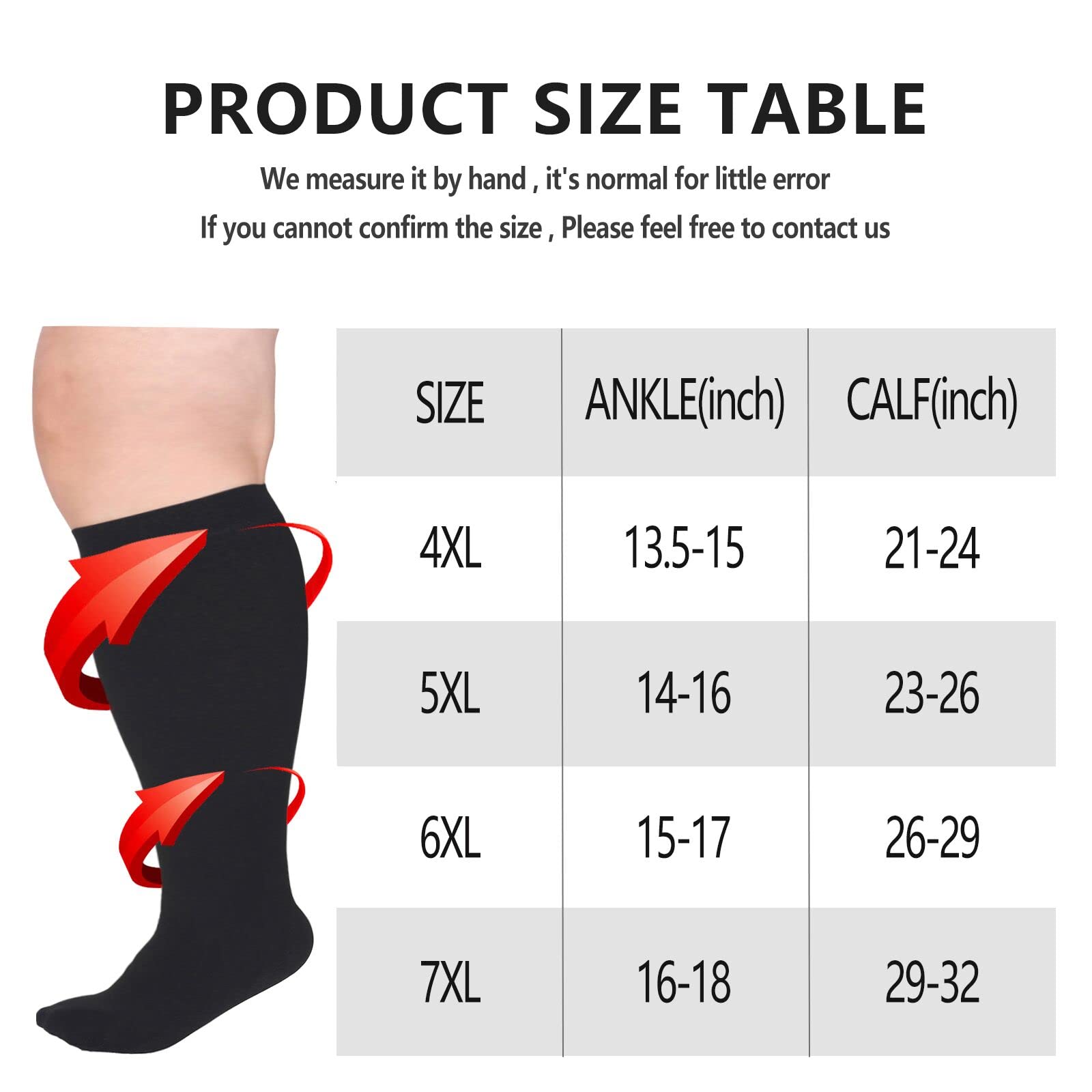 Premium Compression Socks for Women & Men - Plus Size & Wide Calf Support - Extra Large Medical Stockings for Circulation, Varicose Veins - Ideal for Travel, Running, Nursing & Recovery