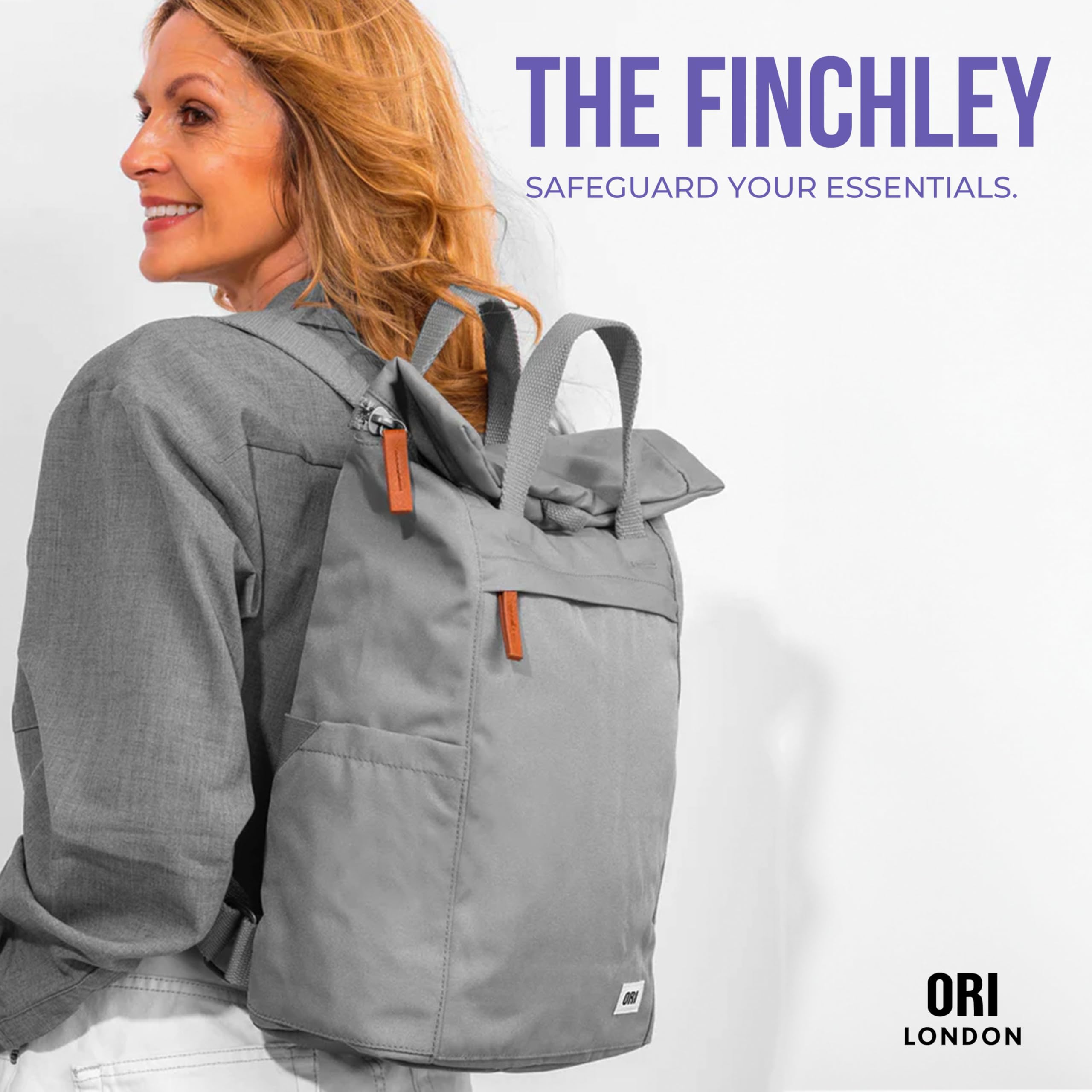 ORI LONDON Finchley Rolltop Backpack - Large Travel Backpack with Pockets for Men & Women - Perfect for Commuting & Outdoor Adventures