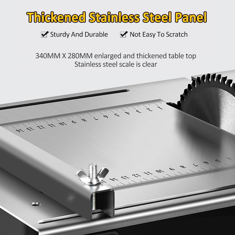 VISLONE 2500W Mini Table Saw - Stainless Steel Woodworking Tool for DIY & Decoration Projects