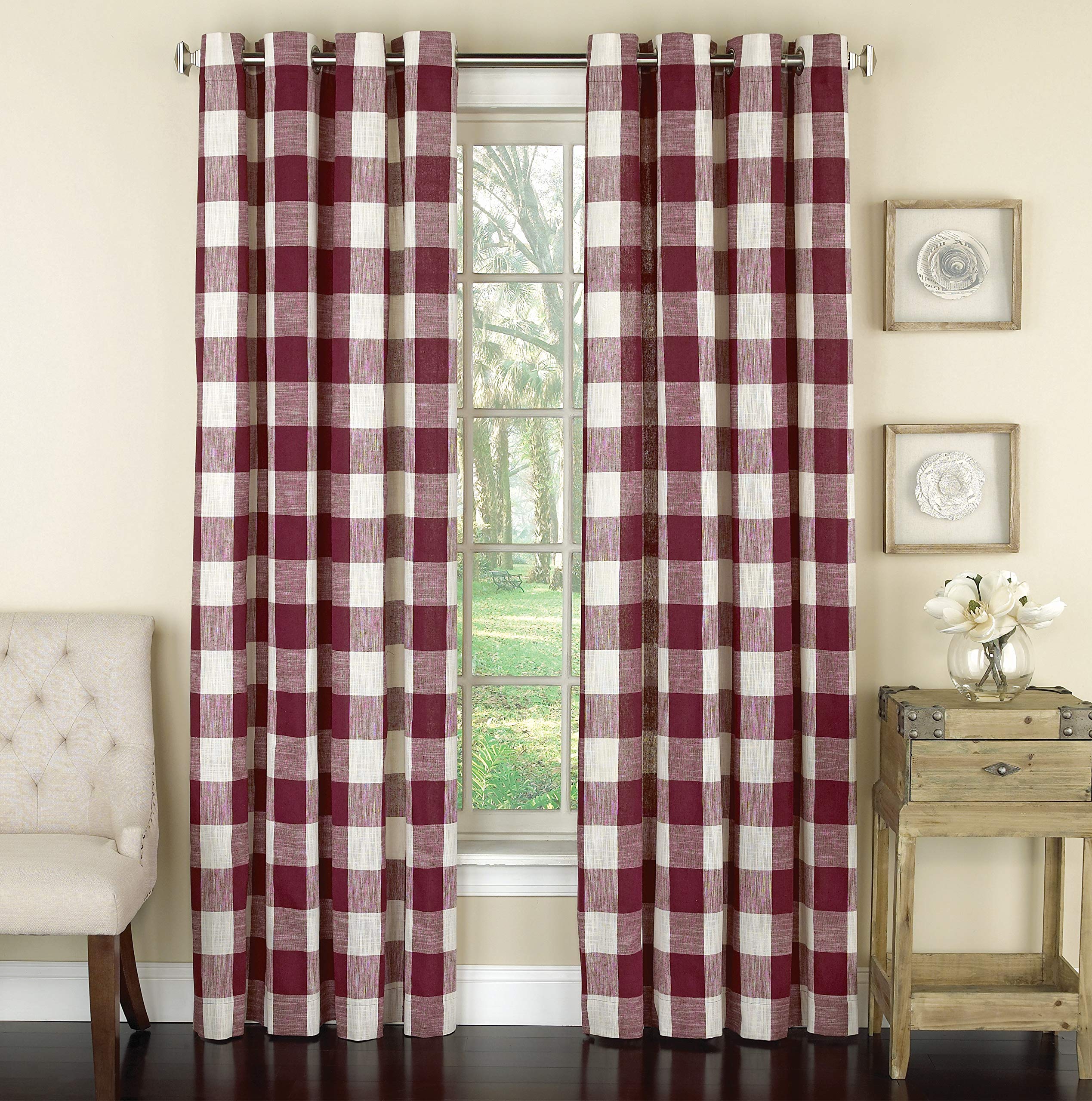 Lorraine Home Fashions 09570-63-00148 Red Courtyard Grommet Window Curtain Panel - 53