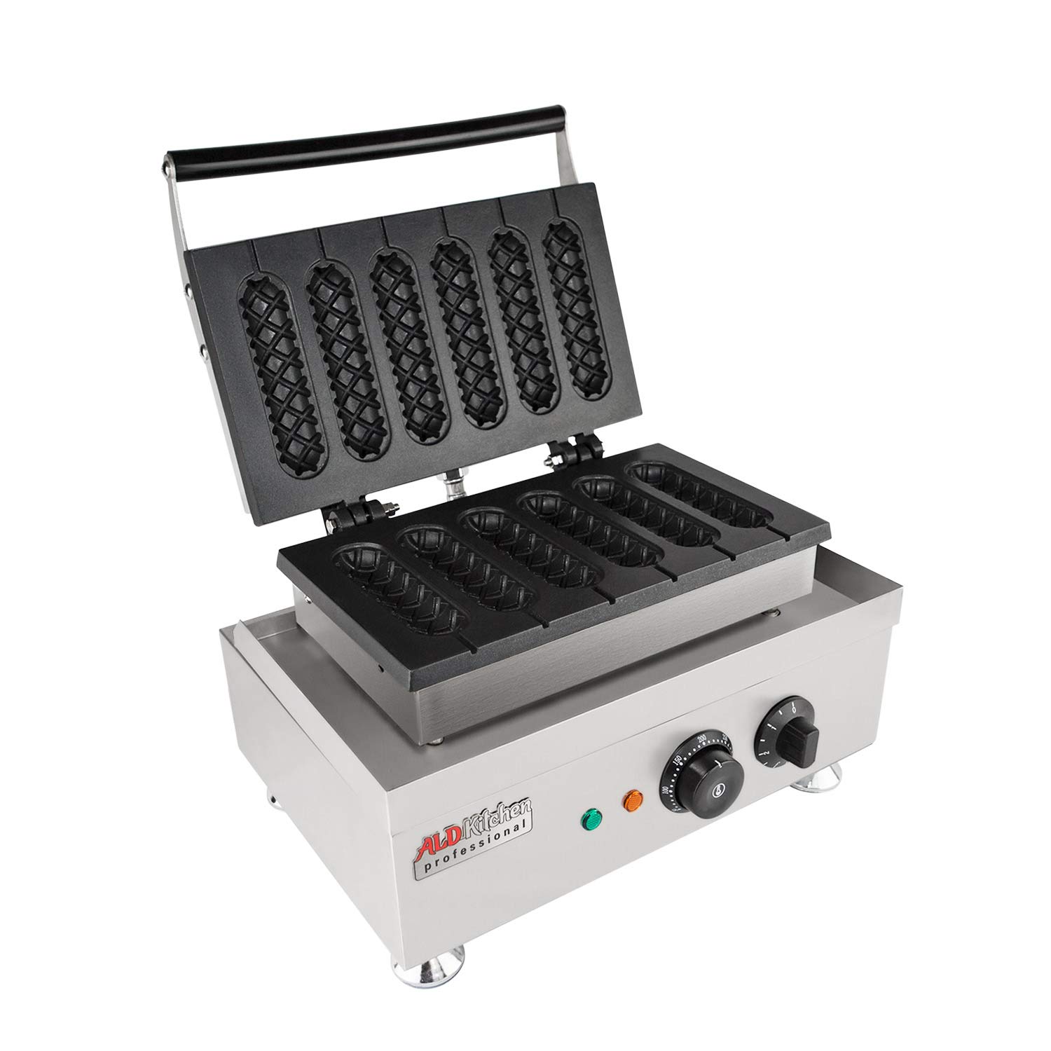 ALDKitchen 110V Commercial Waffle on a Stick Maker - 4 Stainless Steel Sticks for Ice Cream, Desserts & Party Snacks - Perfect for Food Trucks, Cafes & Home Use