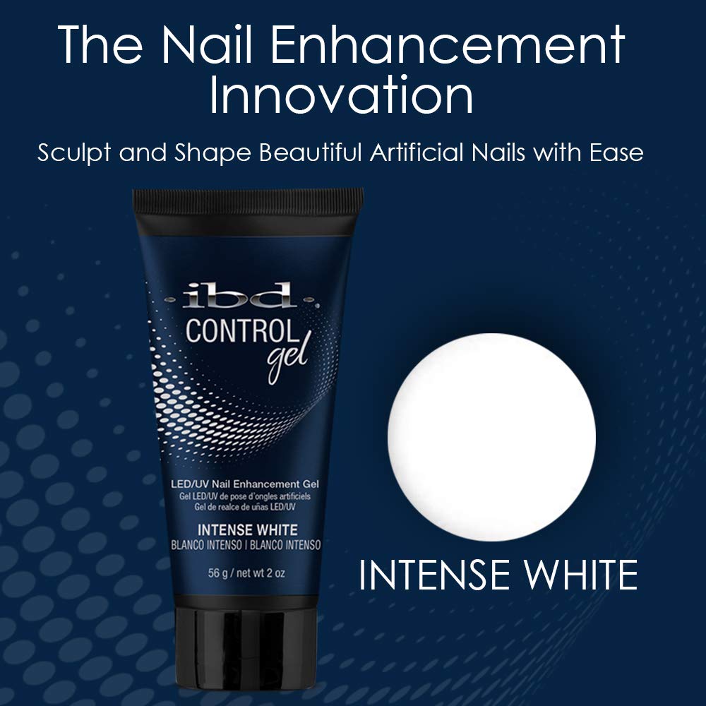 IBD Pro-Hybrid Nail Control Gel - Intense White LED/UV Nail Enhancement Gel, 2 oz - Professional Salon Quality for Strong, Shiny Nails at Home